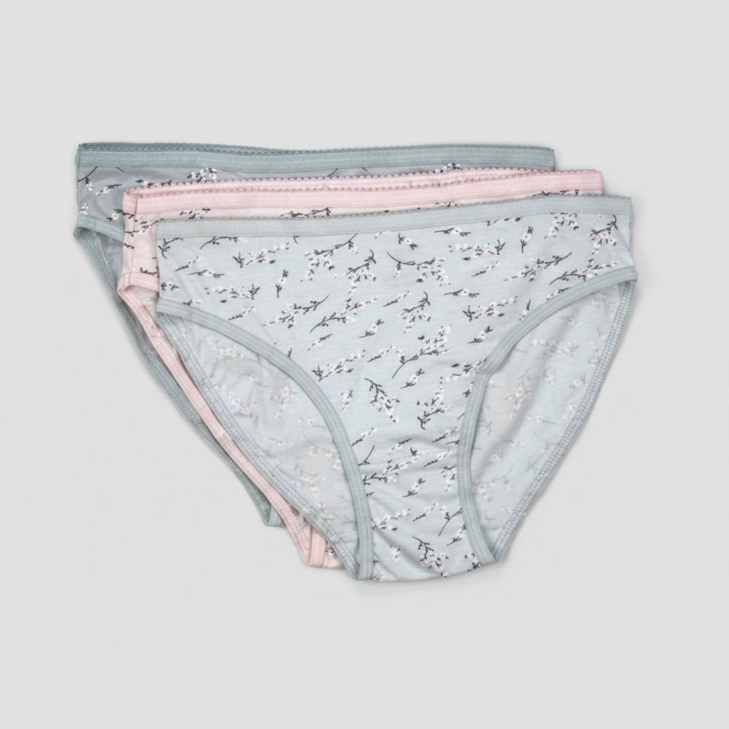 Cotton Solid Floral Printed Panties - Pack of 3 