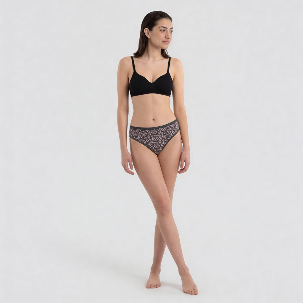 Cotton Abstract High Leg Bikini Panties - Pack of 3