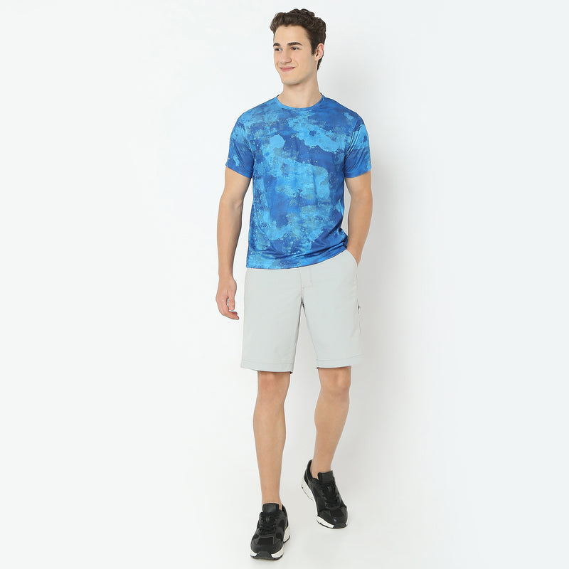 All Over Print Crew Neck Modern Activewear Running T-Shirt