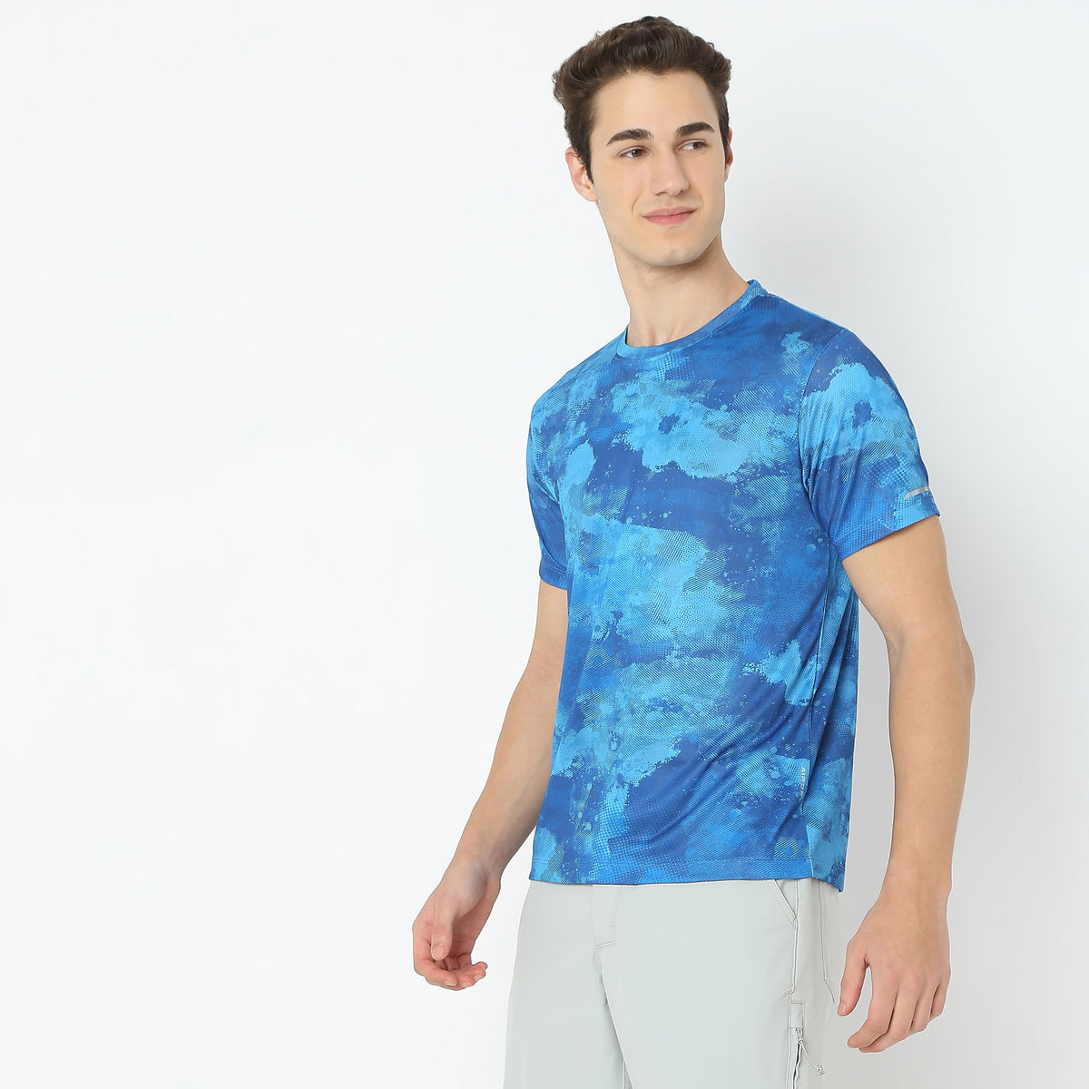 All Over Print Crew Neck Modern Activewear Running T-Shirt