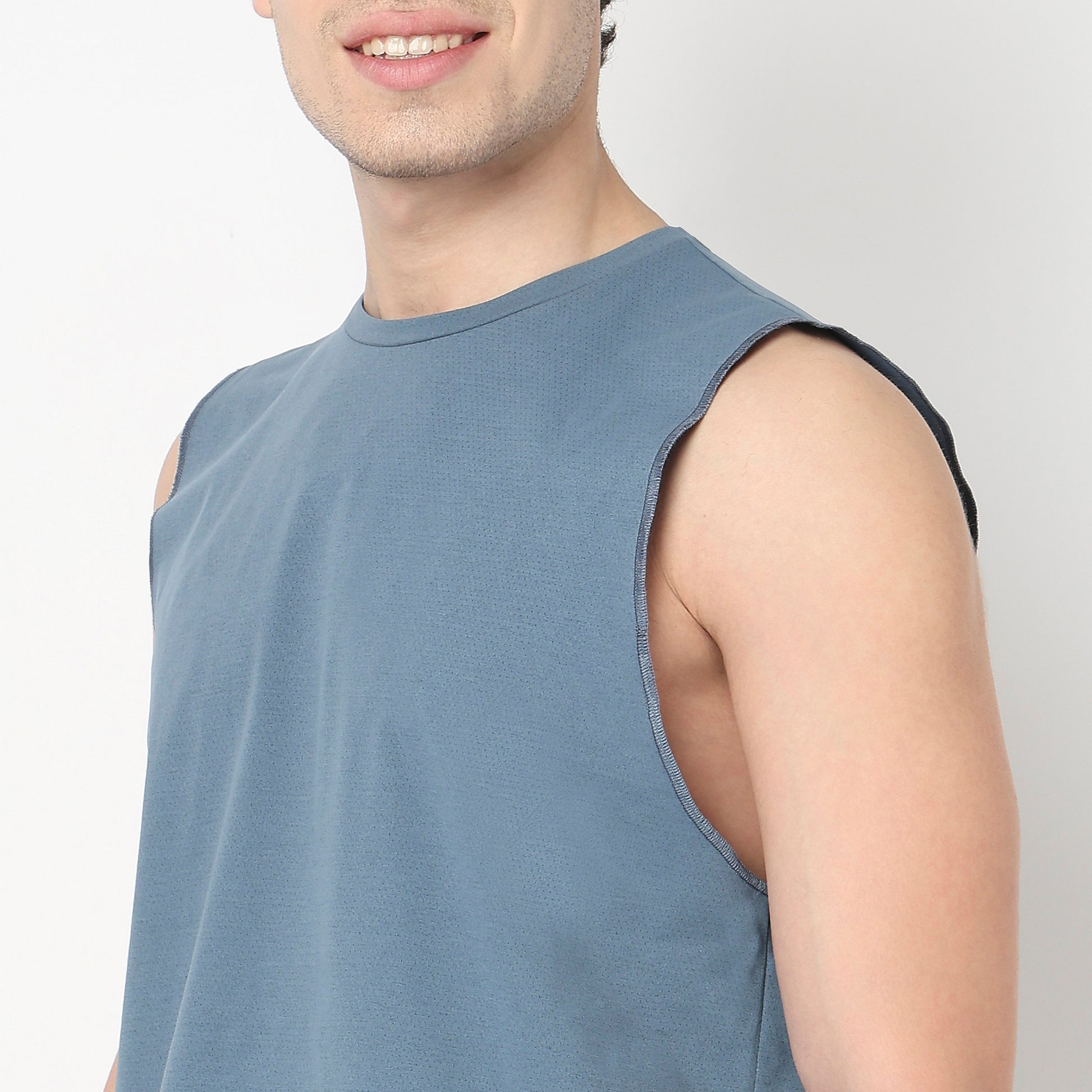 Oversize Jacquard Crew Neck Sleeveless T-Shirt