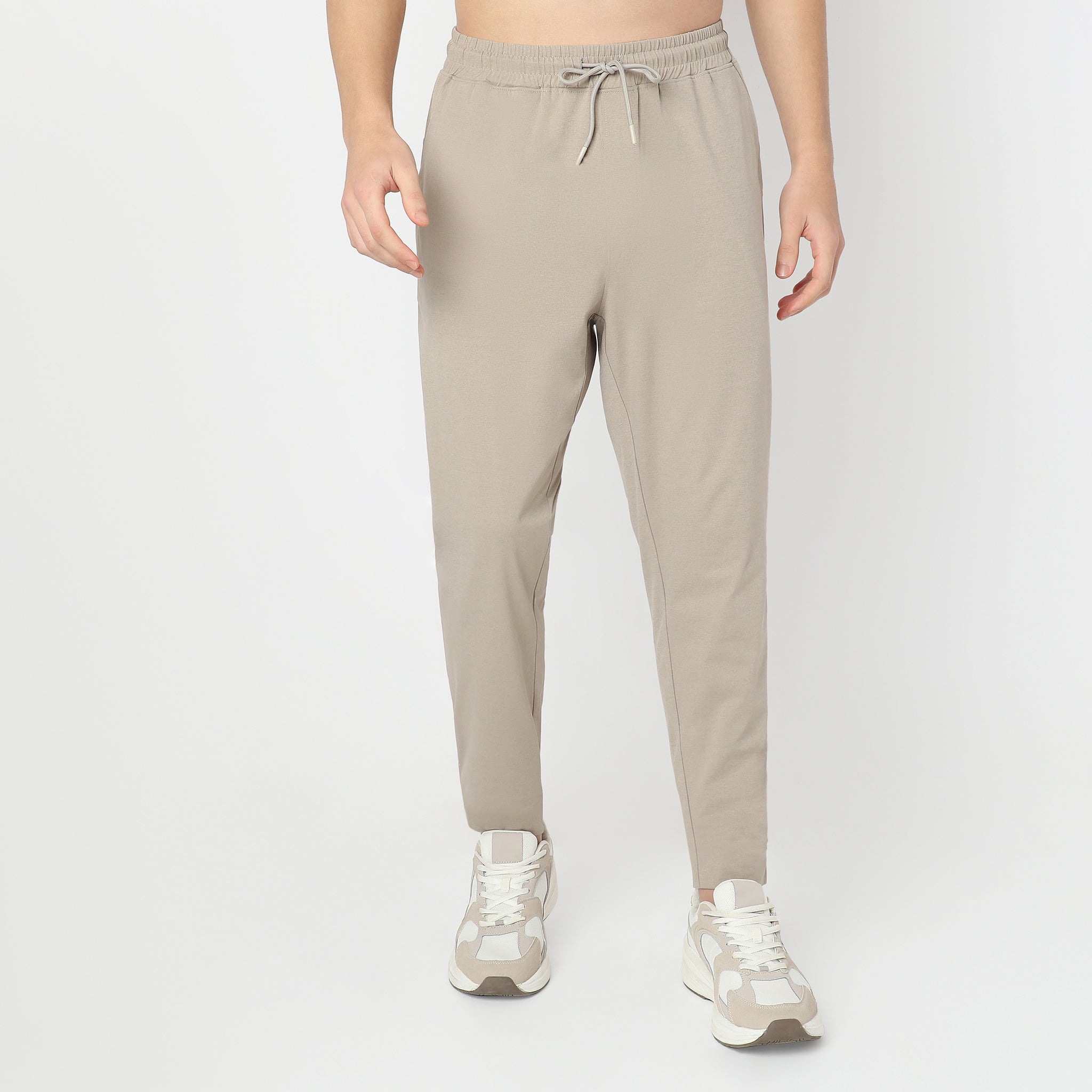 Regular Fit Solid Mid Rise Trackpants