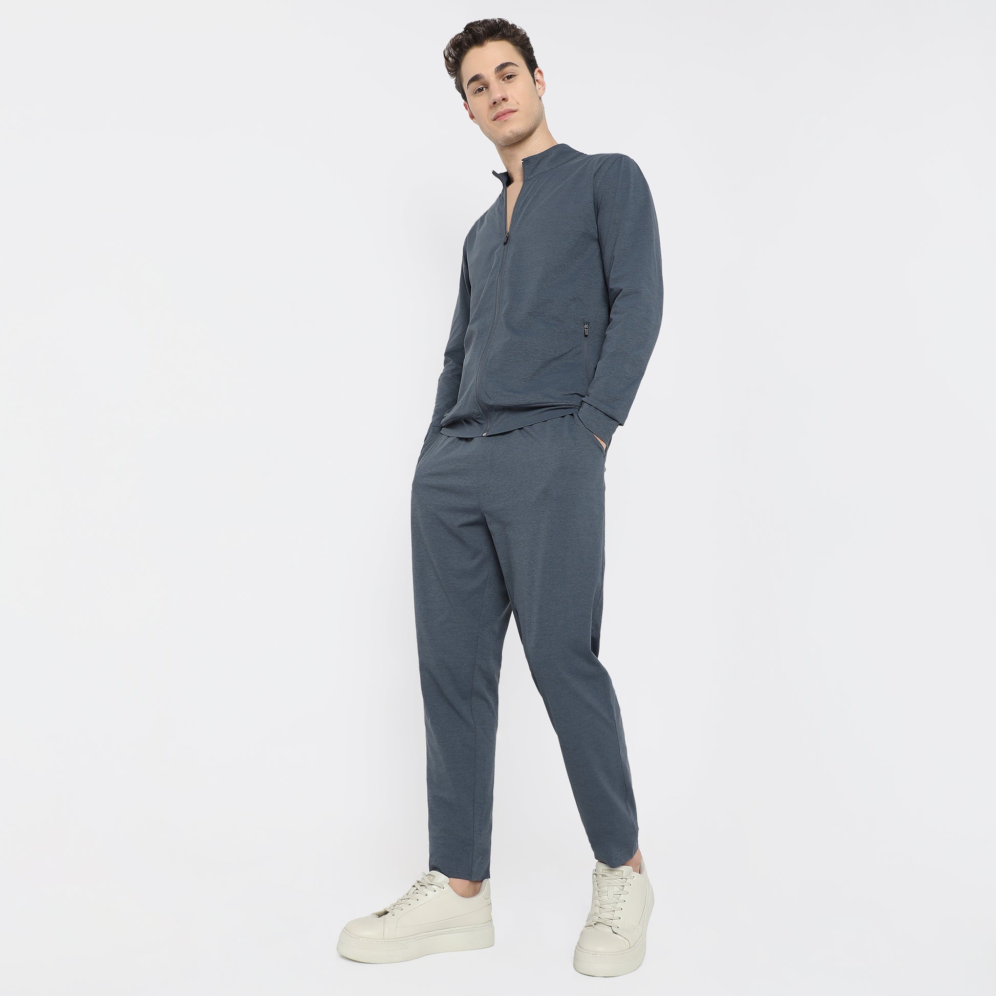 Regular Fit Solid Mid Rise Trackpants