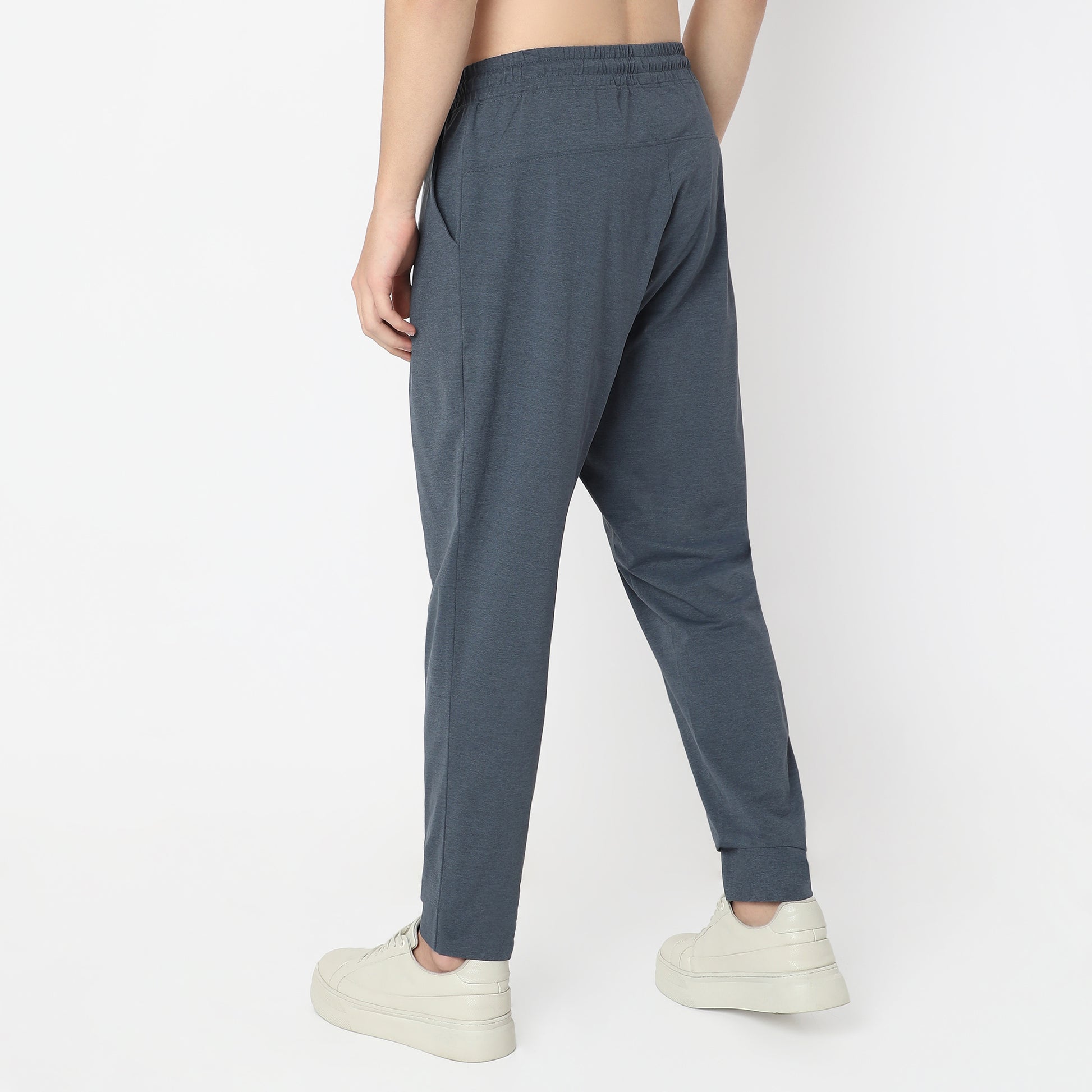 Regular Fit Solid Mid Rise Trackpants