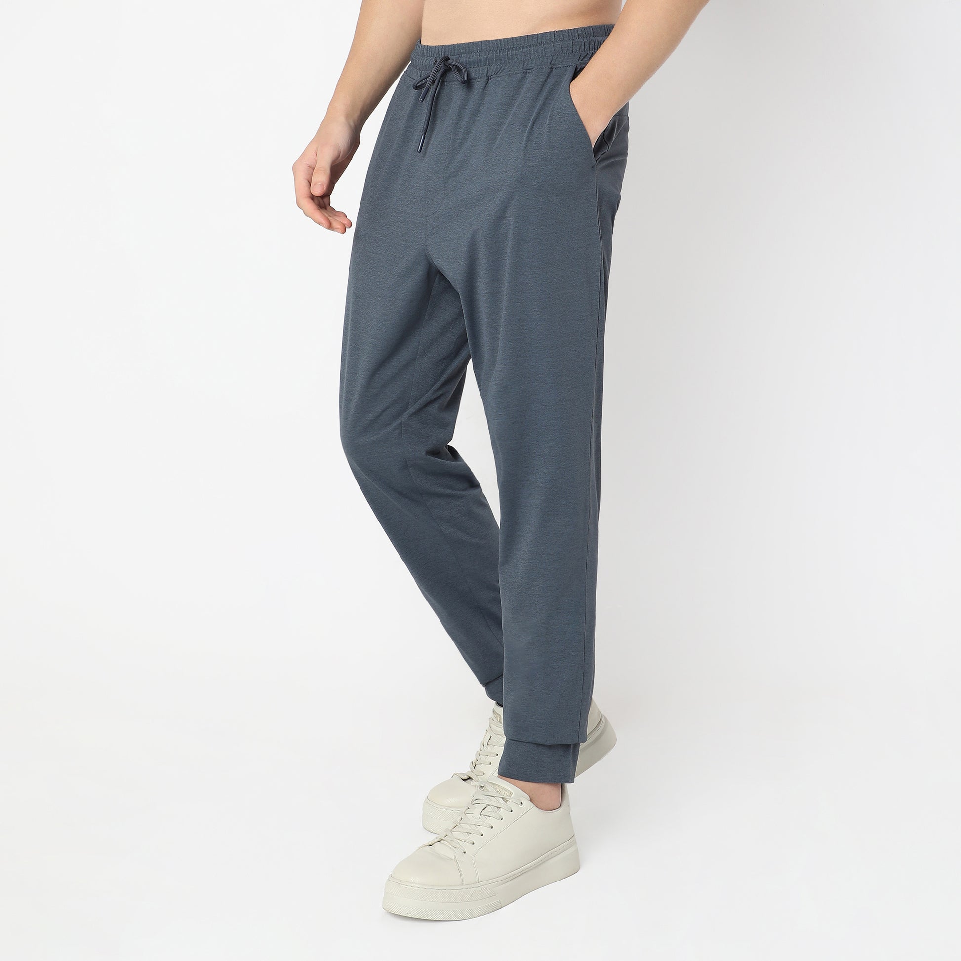 Regular Fit Solid Mid Rise Trackpants