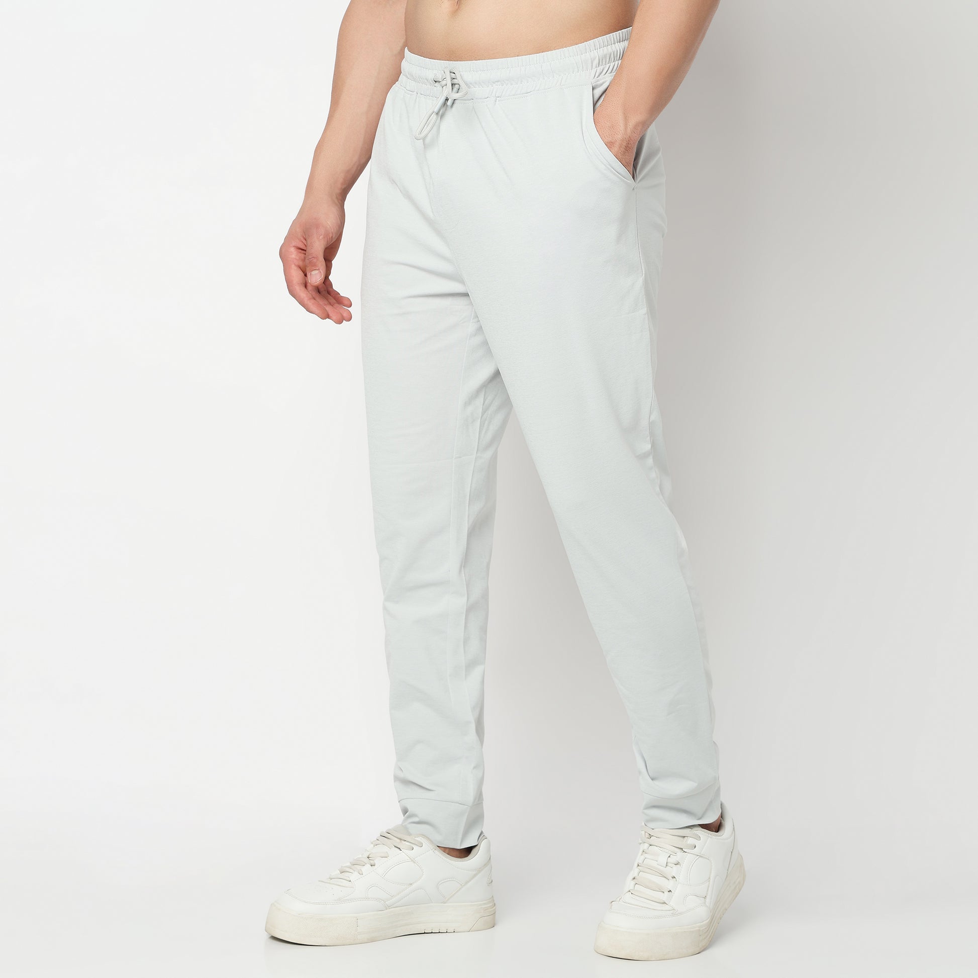Regular Fit Solid Mid Rise Trackpants