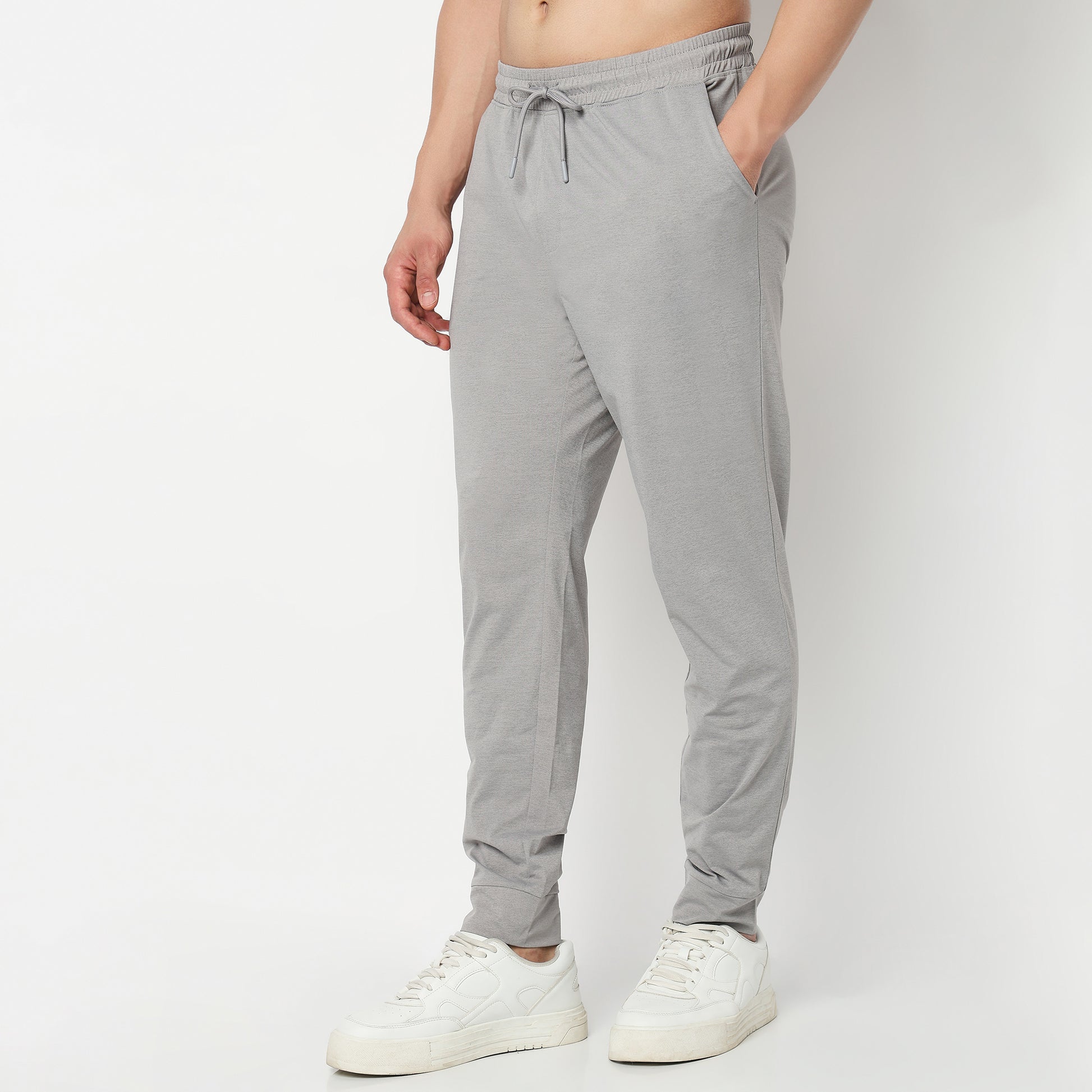 Regular Fit Solid Mid Rise Trackpants