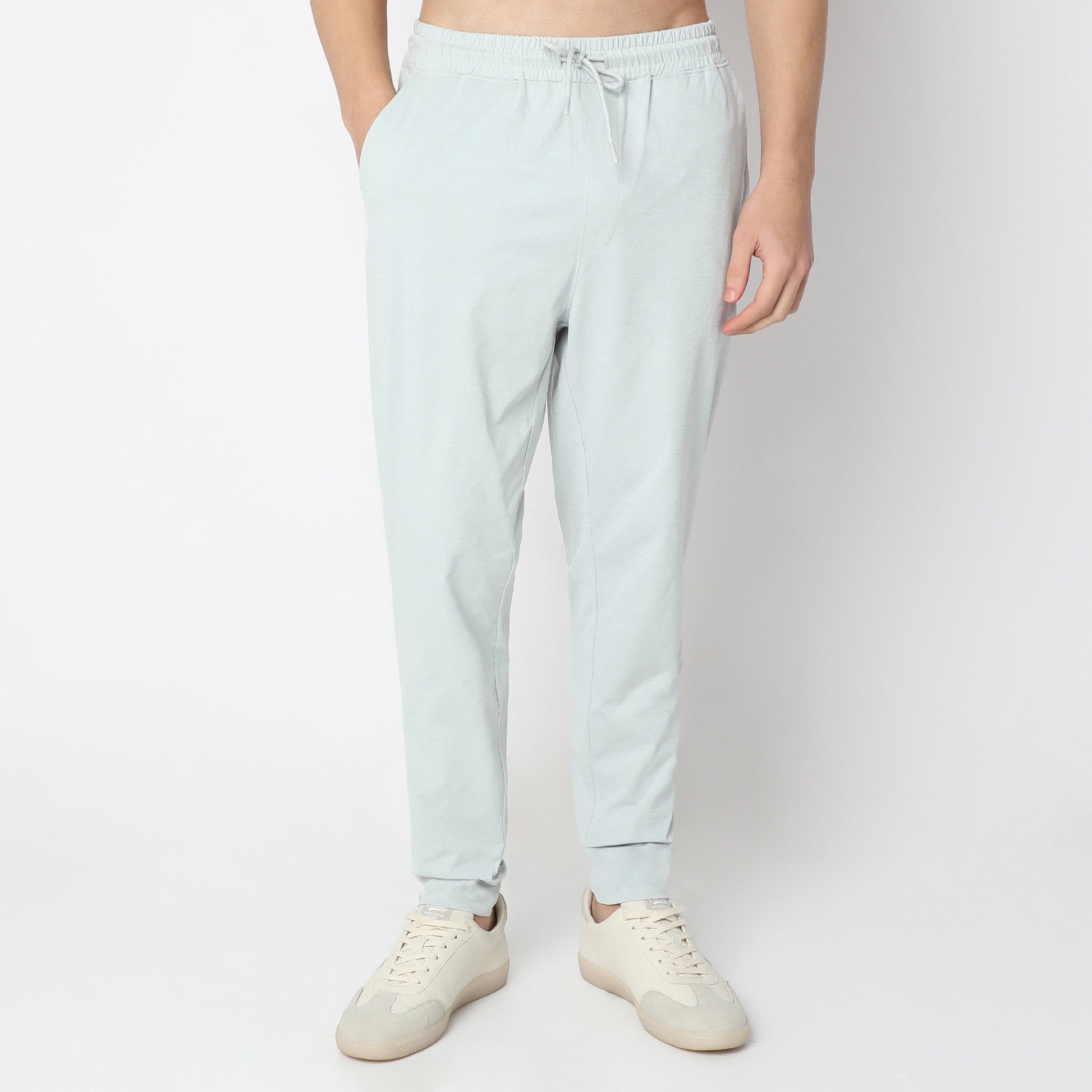 Regular Fit Solid Mid Rise Trackpants