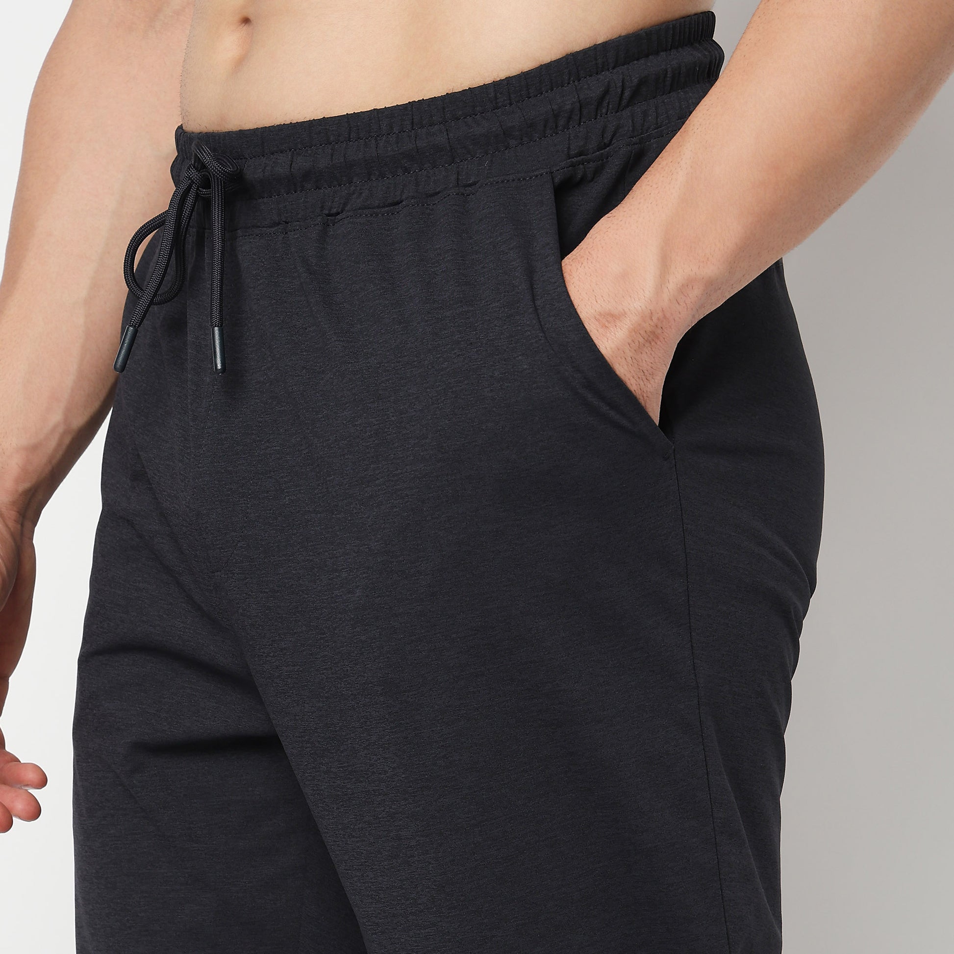 Regular Fit Solid Mid Rise Trackpants