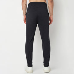 Regular Fit Solid Mid Rise Trackpants
