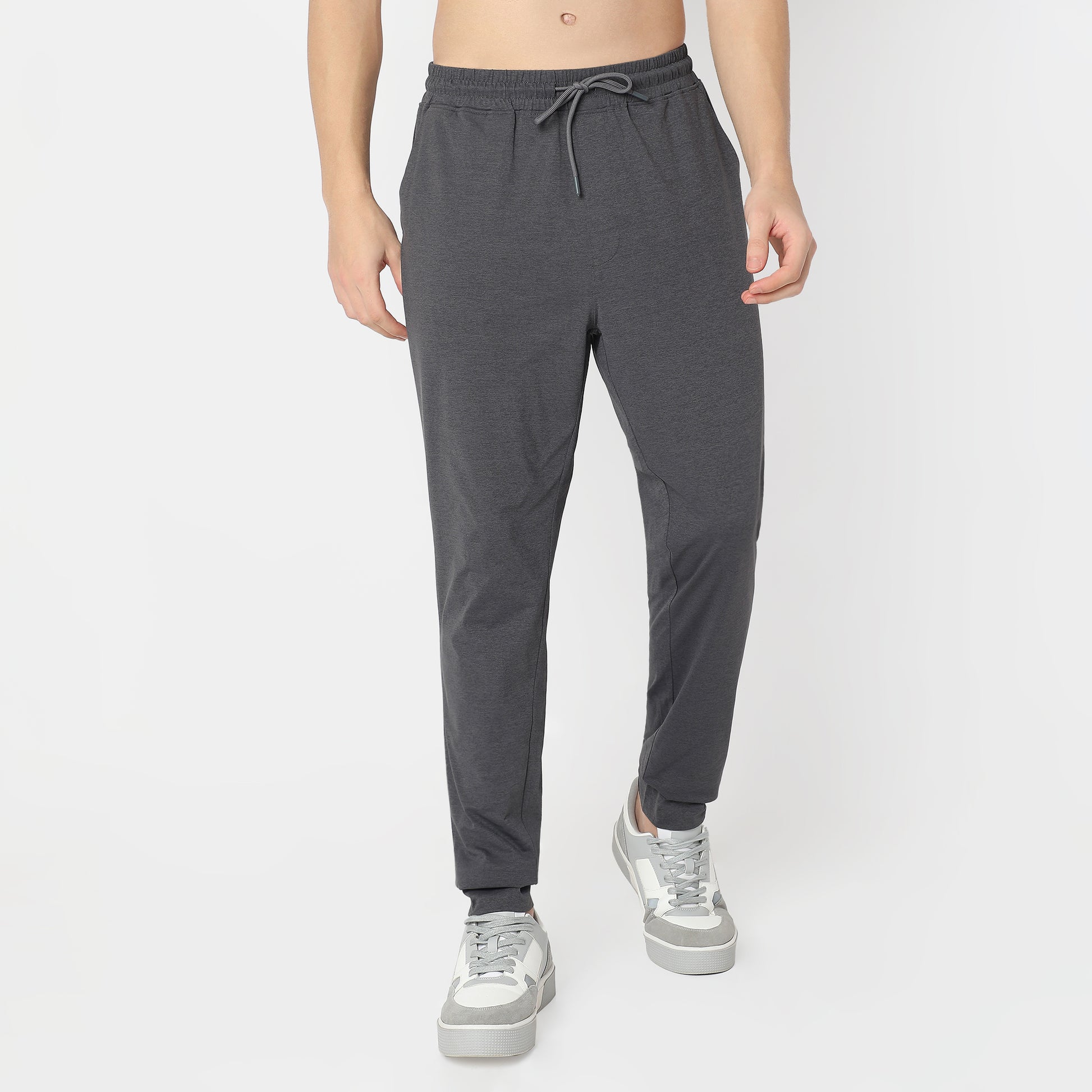Regular Fit Solid Mid Rise Trackpants