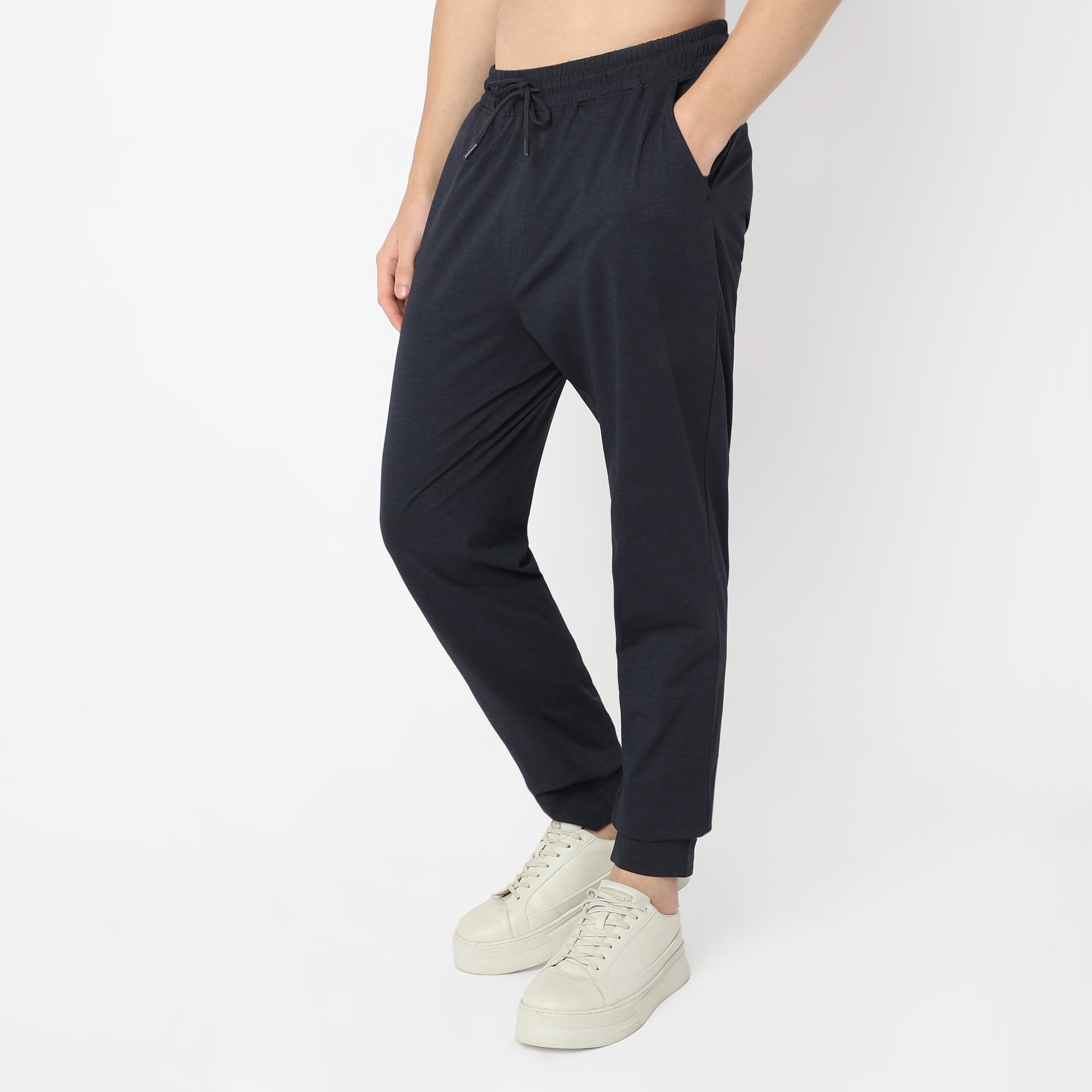 Regular Fit Solid Mid Rise Trackpants