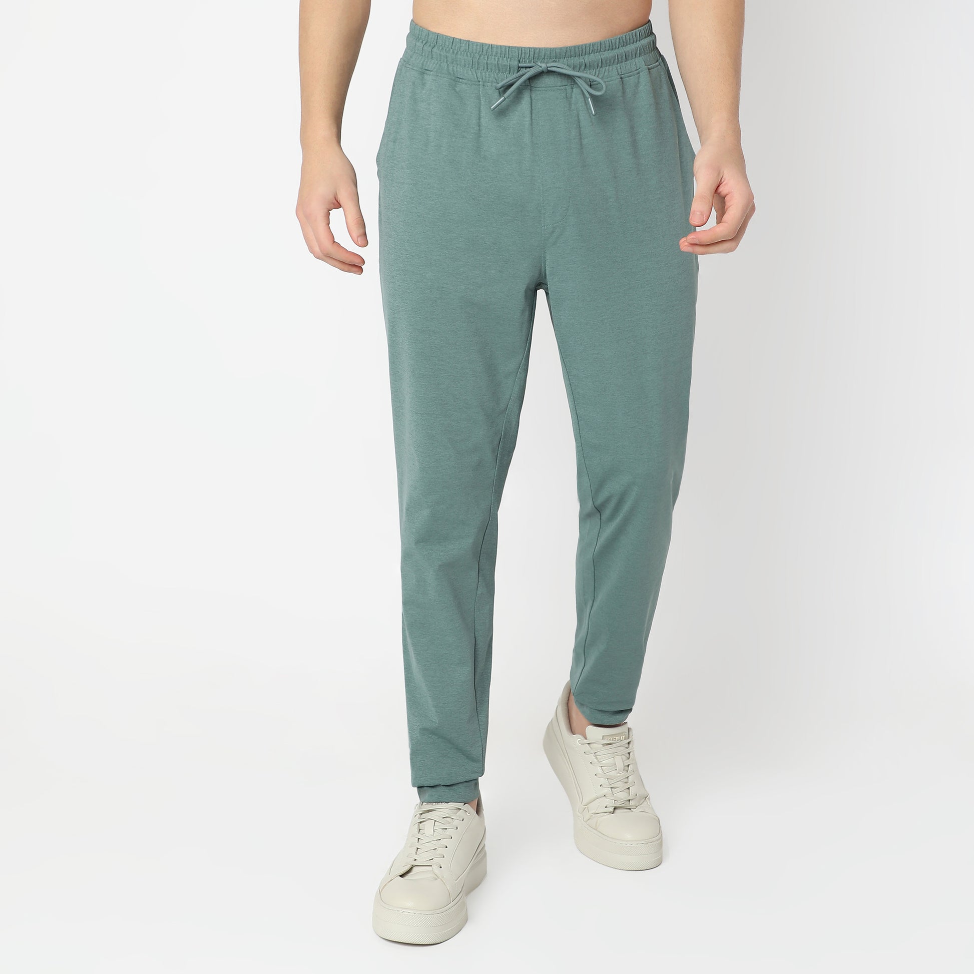 Regular Fit Solid Mid Rise Trackpants