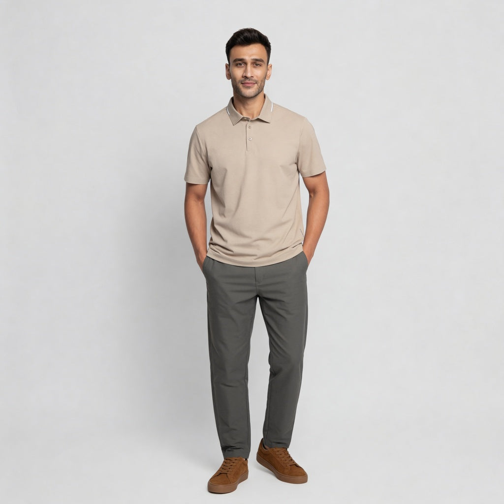 Knitted Solid Air Polo T-Shirt