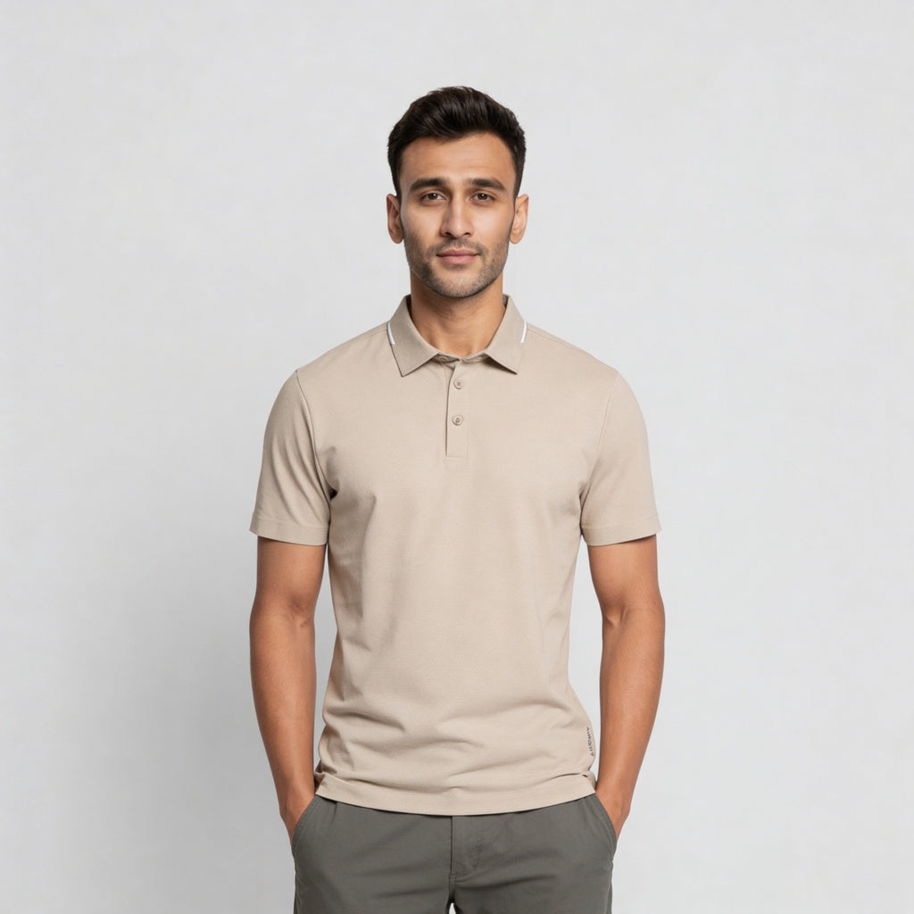 Knitted Solid Air Polo T-Shirt