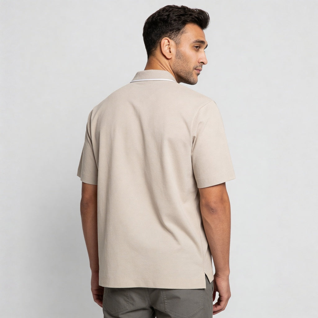 Knitted Solid Air Polo T-Shirt