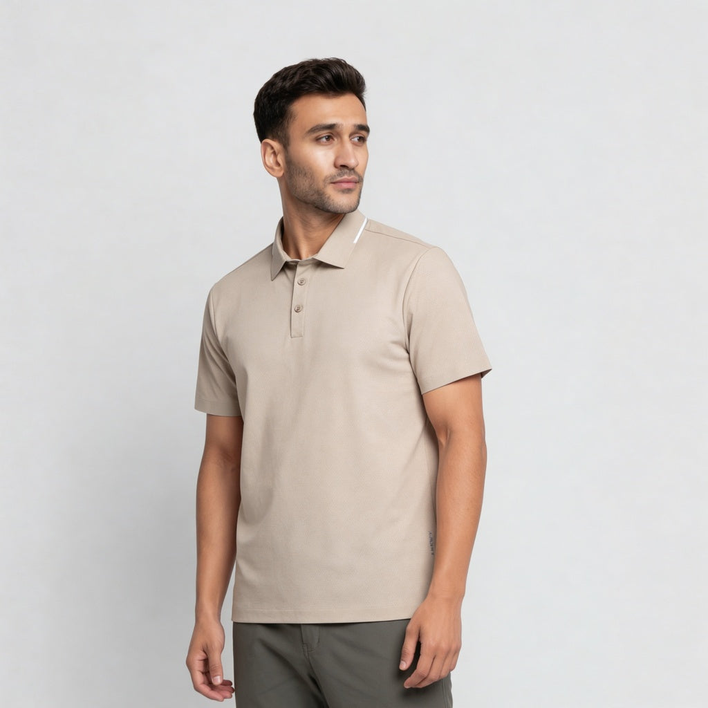 Knitted Solid Air Polo T-Shirt