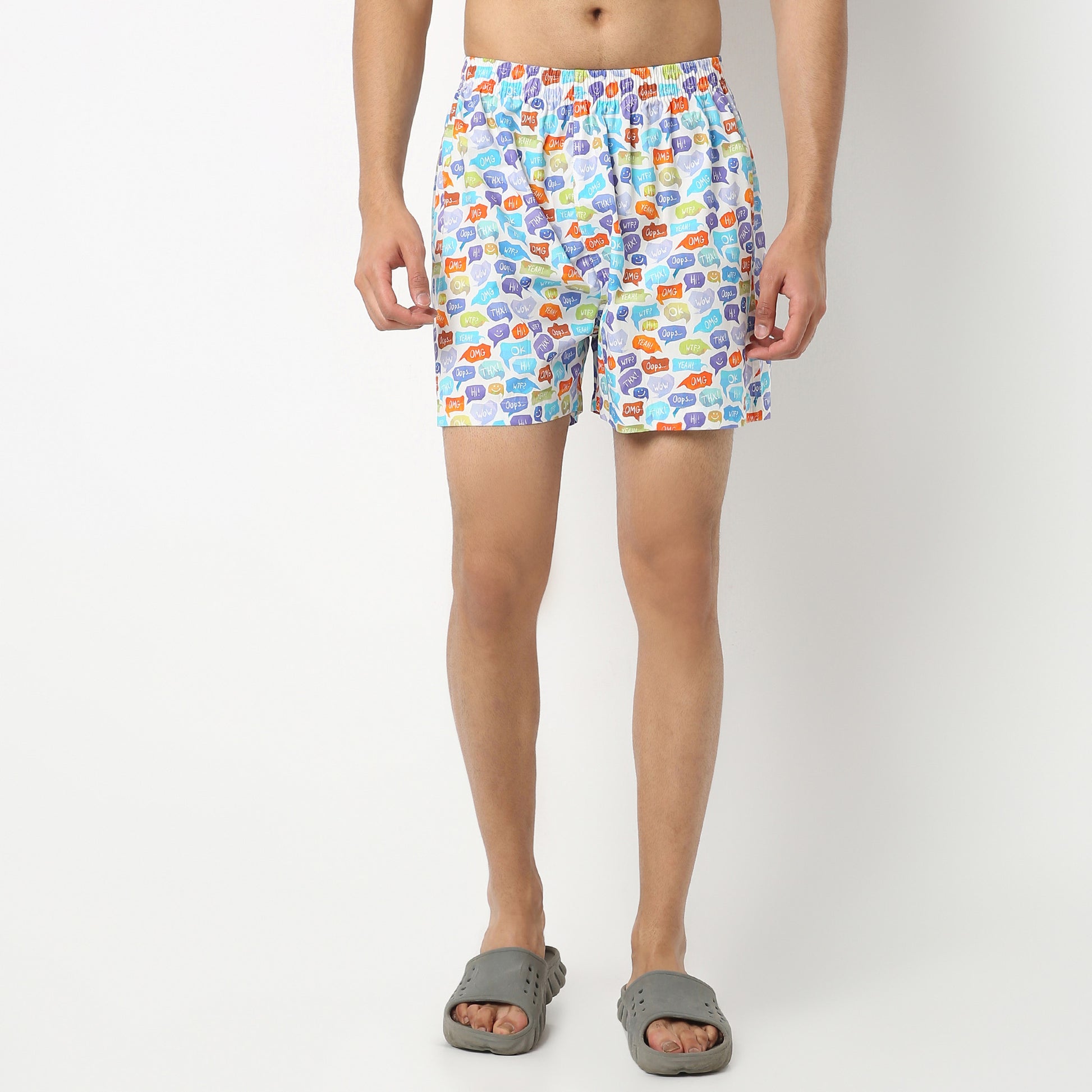 Regular Fit Printed Above Knee Mid Rise Shorts