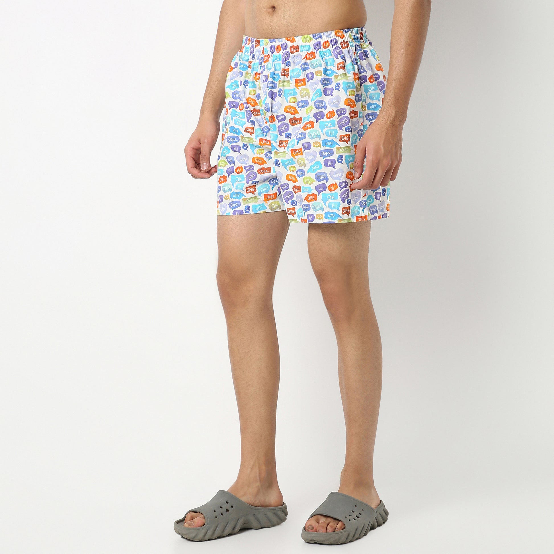 Regular Fit Printed Above Knee Mid Rise Shorts