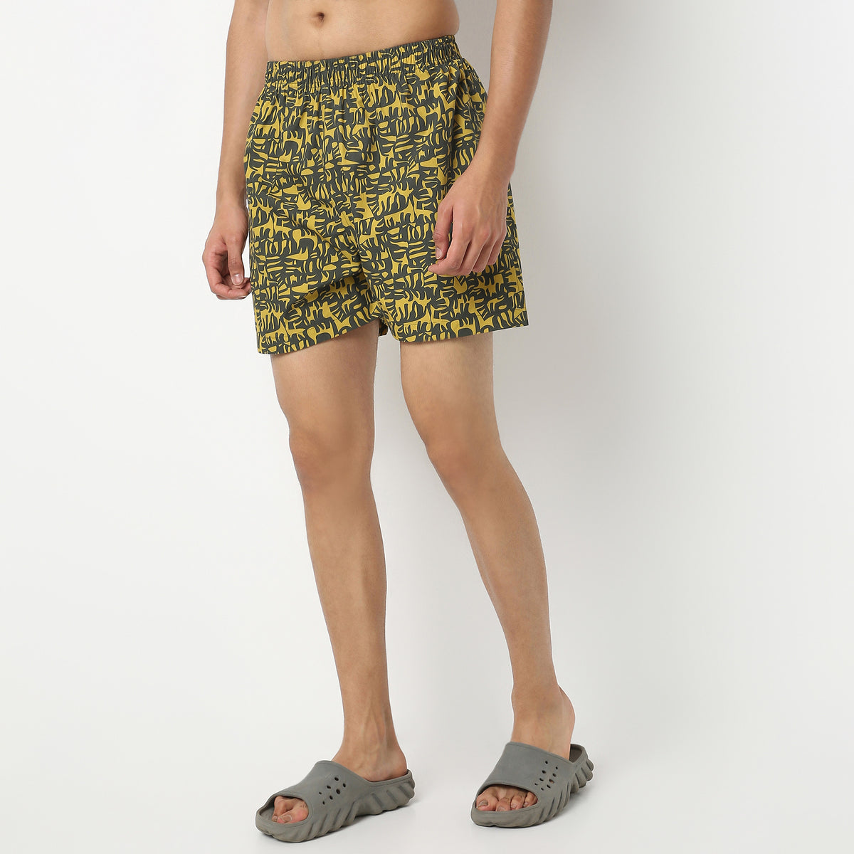 Regular Fit Printed Above Knee Mid Rise Shorts