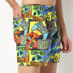 Regular Fit Printed Above Knee Mid Rise Shorts