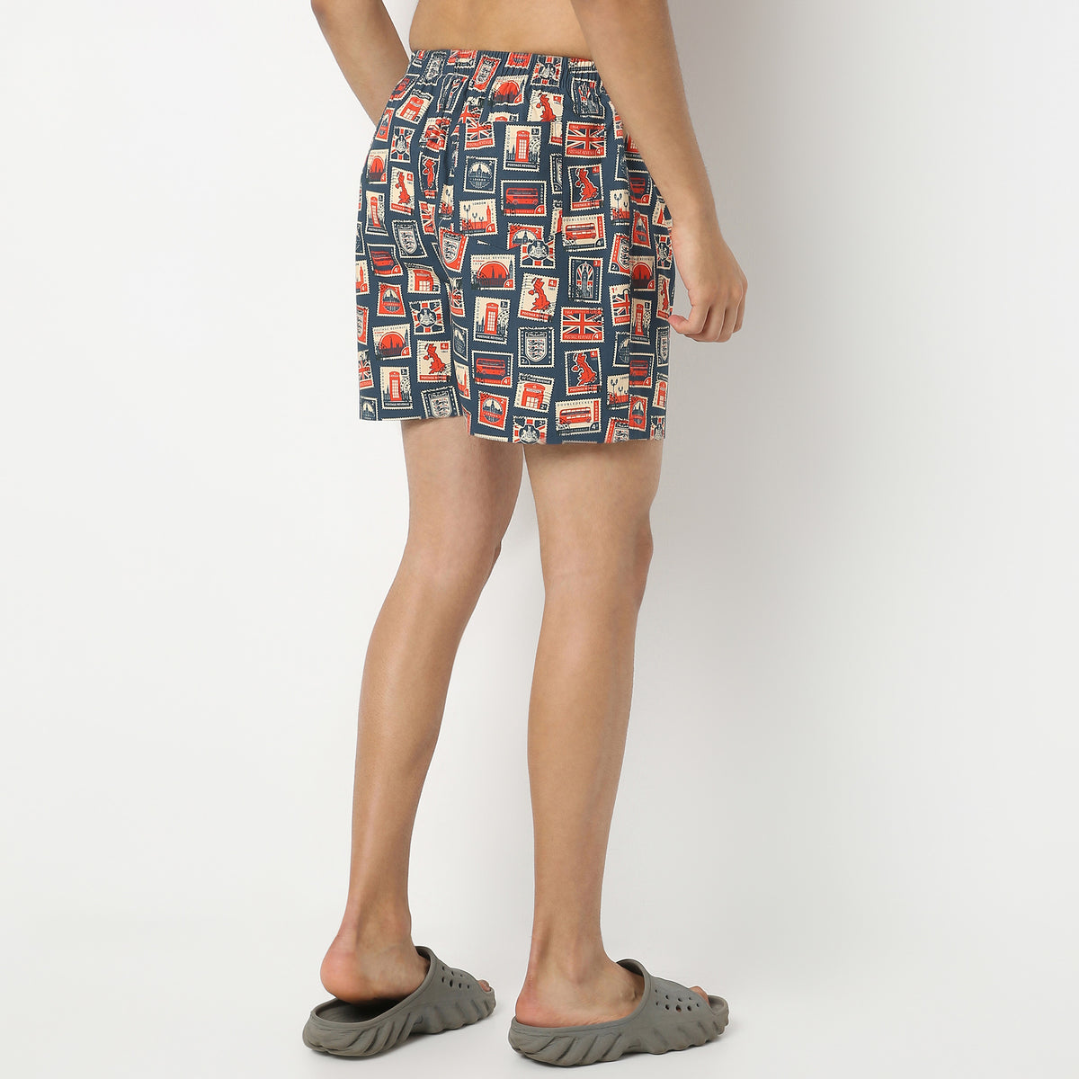 Regular Fit Printed Above Knee Mid Rise Shorts