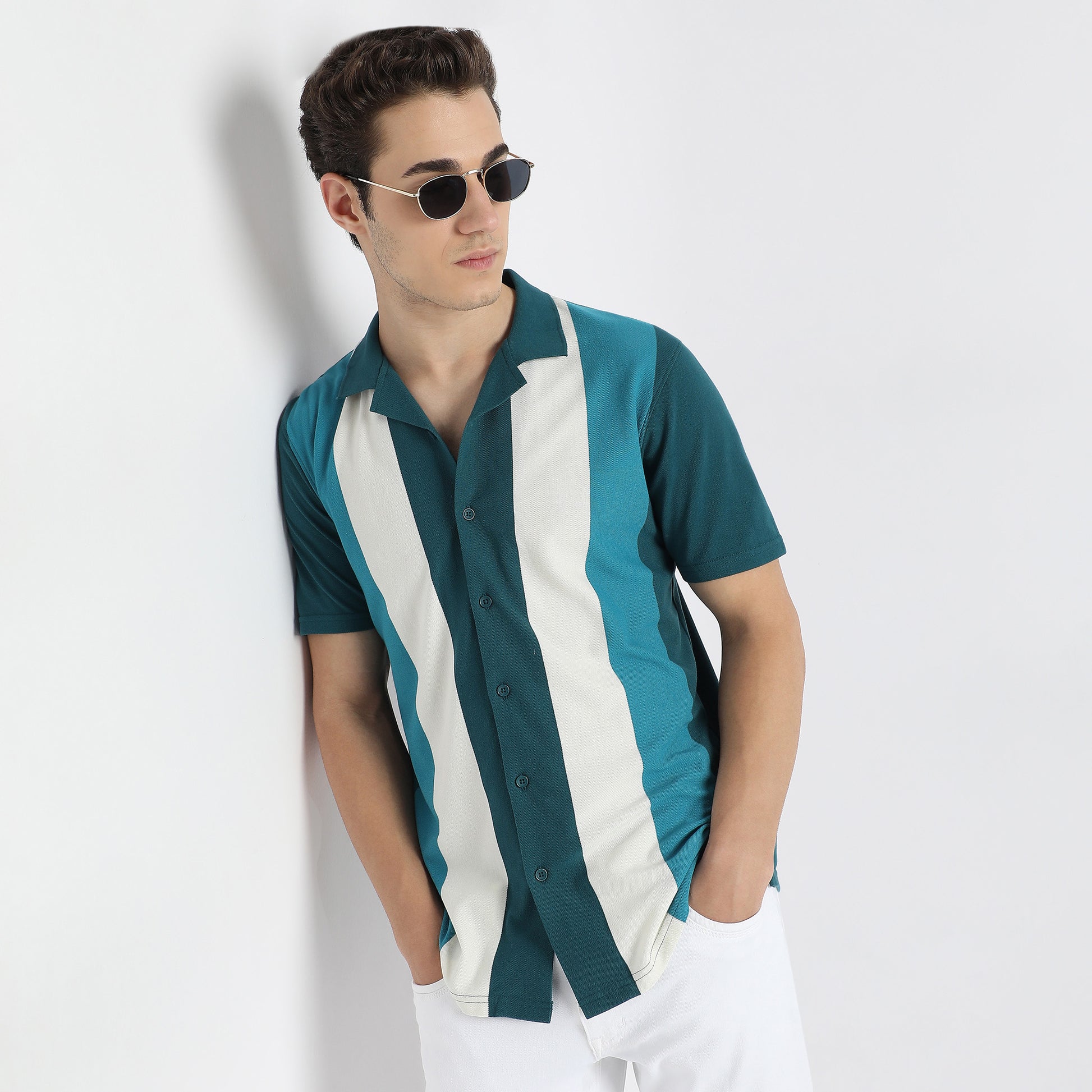 Structured Modern Smart University Style Half Sleeve Cuban Shirt