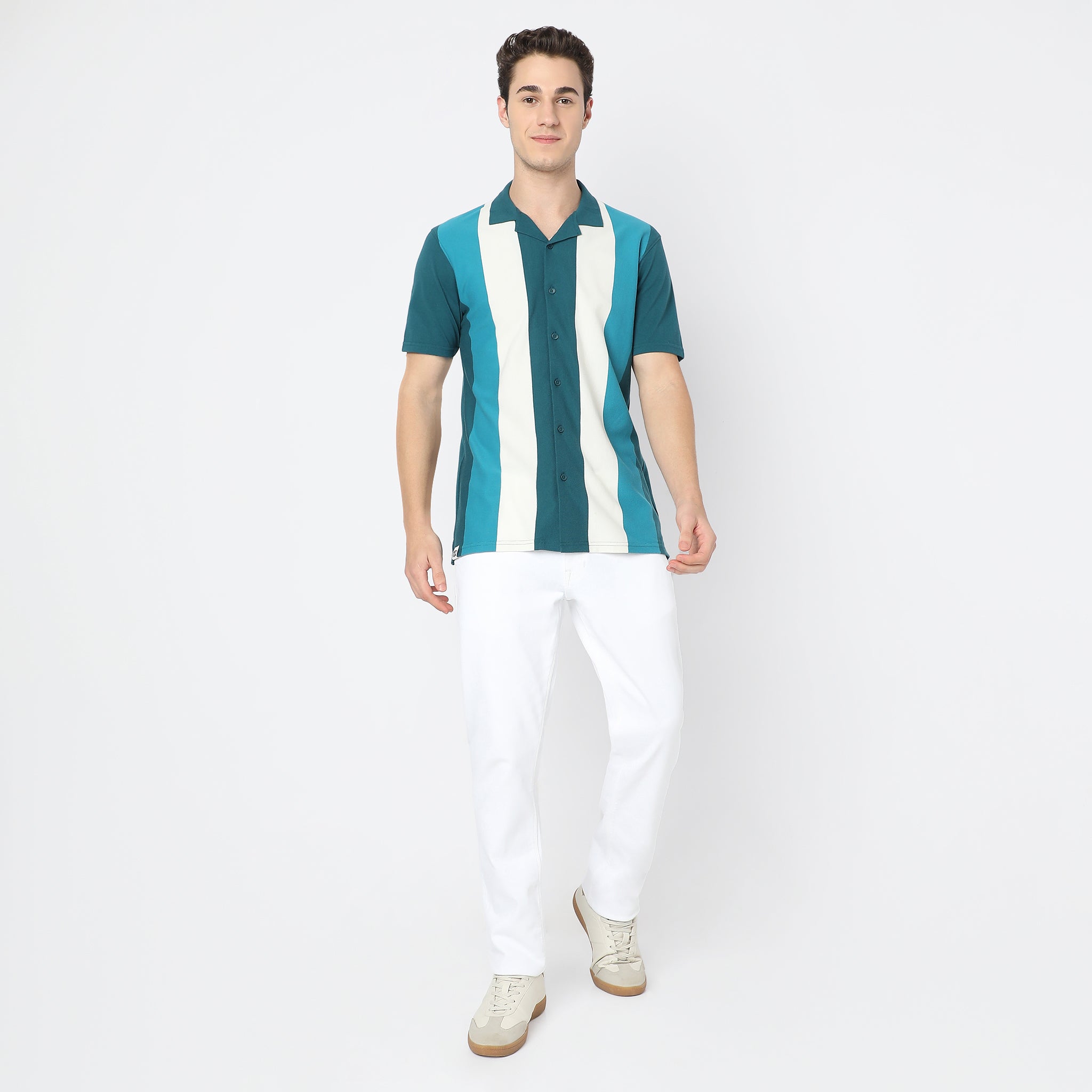 Structured Modern Smart University Style Half Sleeve Cuban Shirt