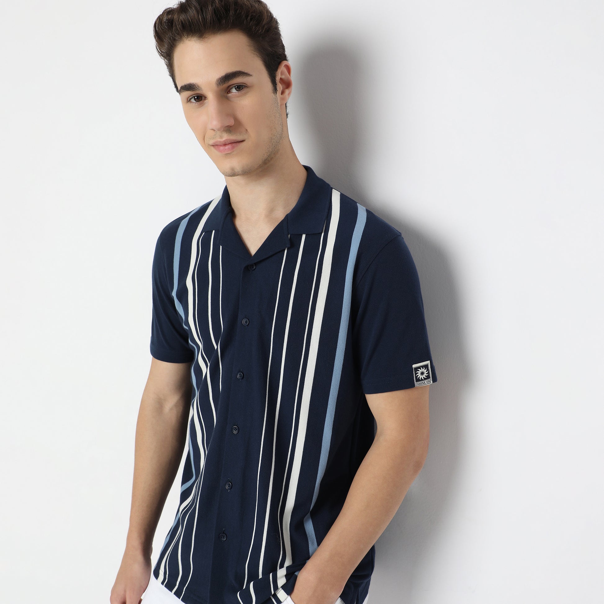 Structured Modern Smart University Style Half Sleeve Cuban Shirt