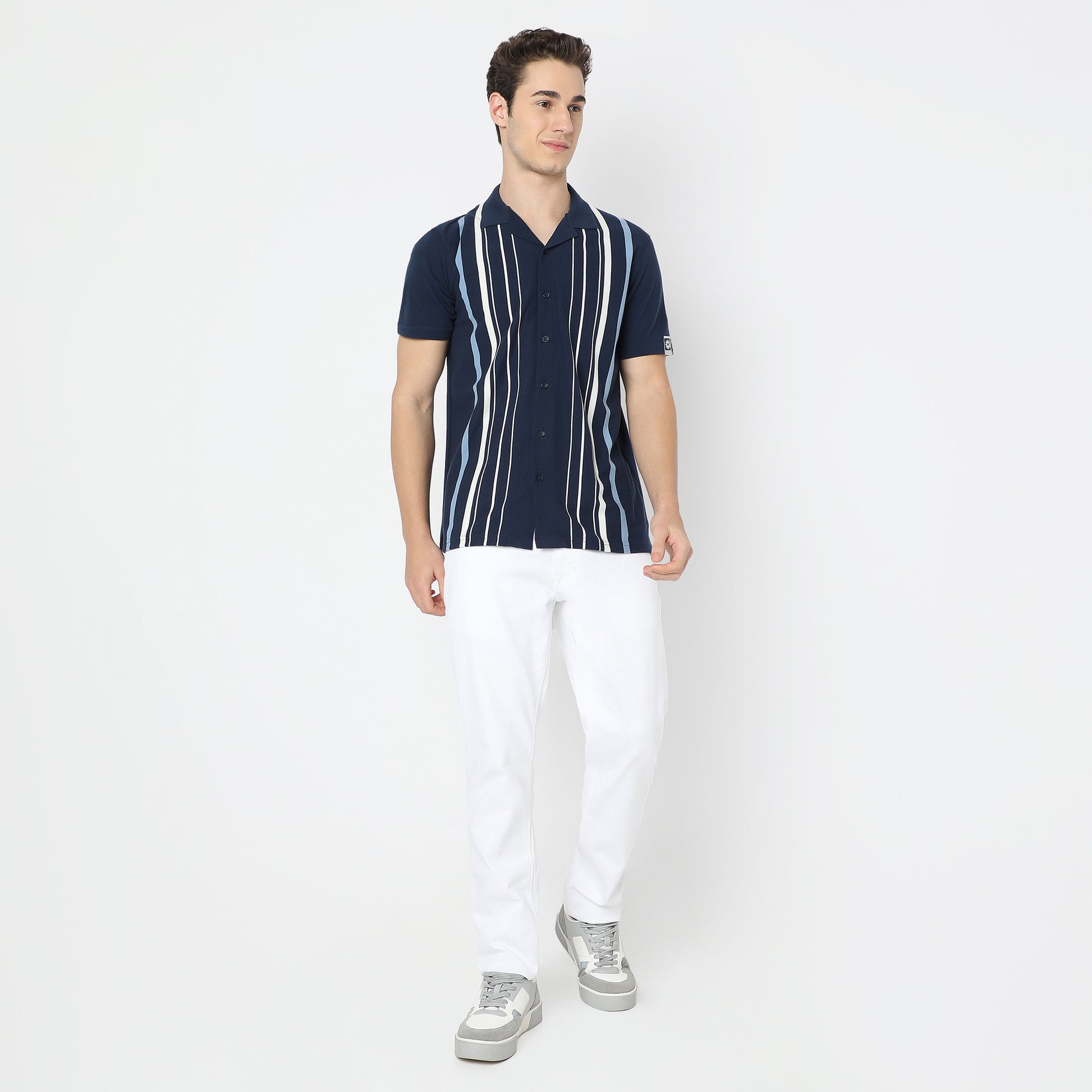 Structured Modern Smart University Style Half Sleeve Cuban Shirt