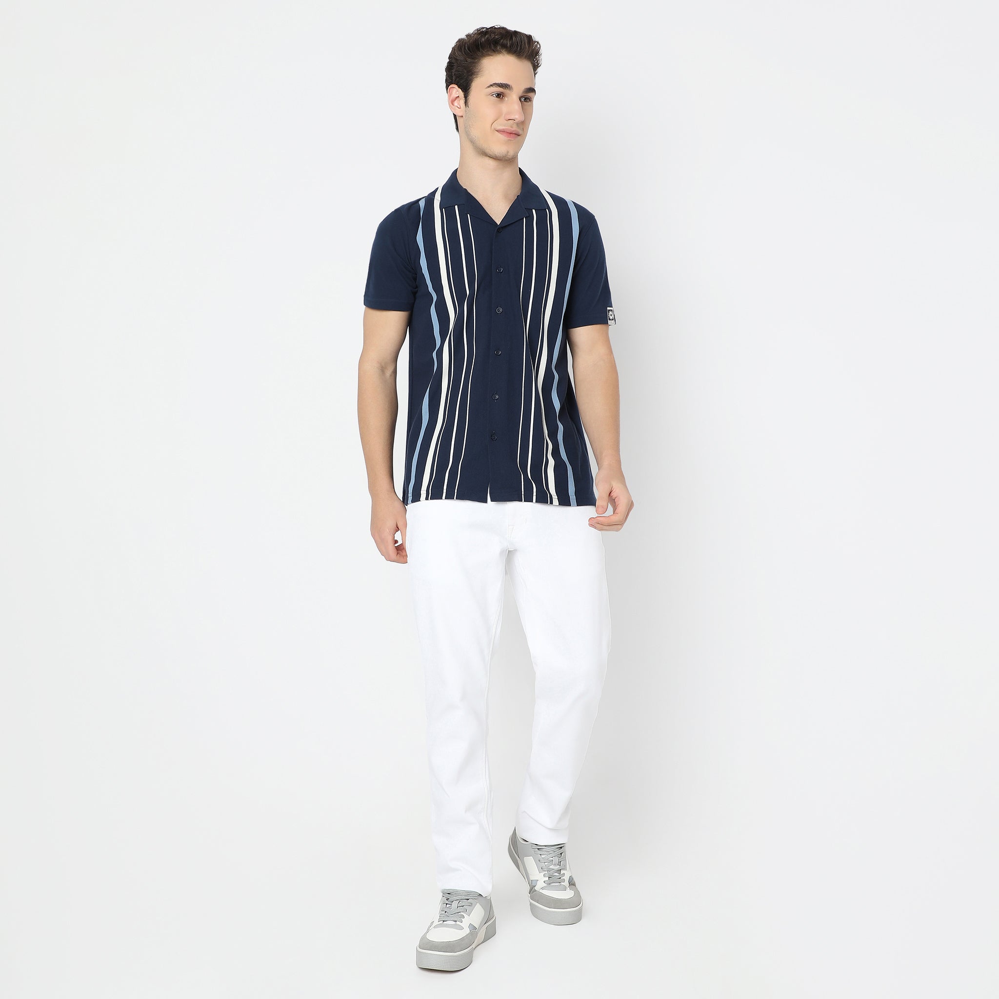 Structured Modern Smart University Style Half Sleeve Cuban Shirt