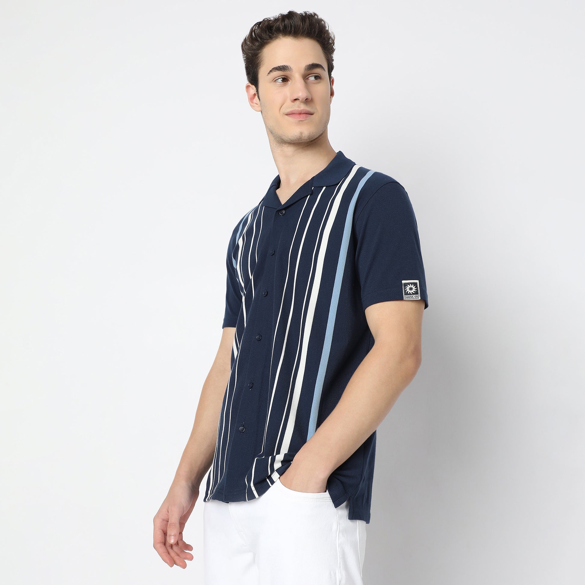 Structured Modern Smart University Style Half Sleeve Cuban Shirt