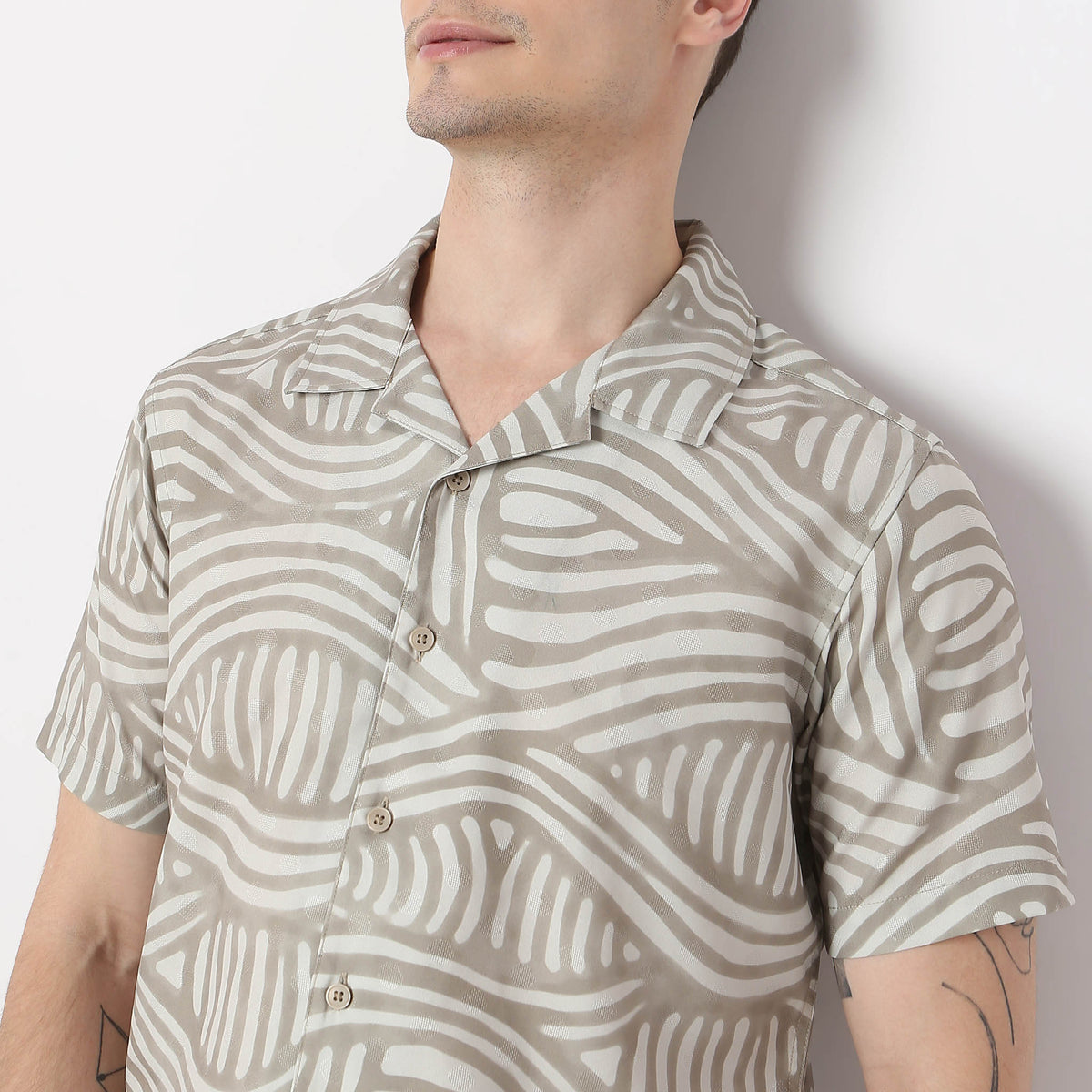 Printed Art Deco Havana Smart Cuban Half Sleeve Shirt