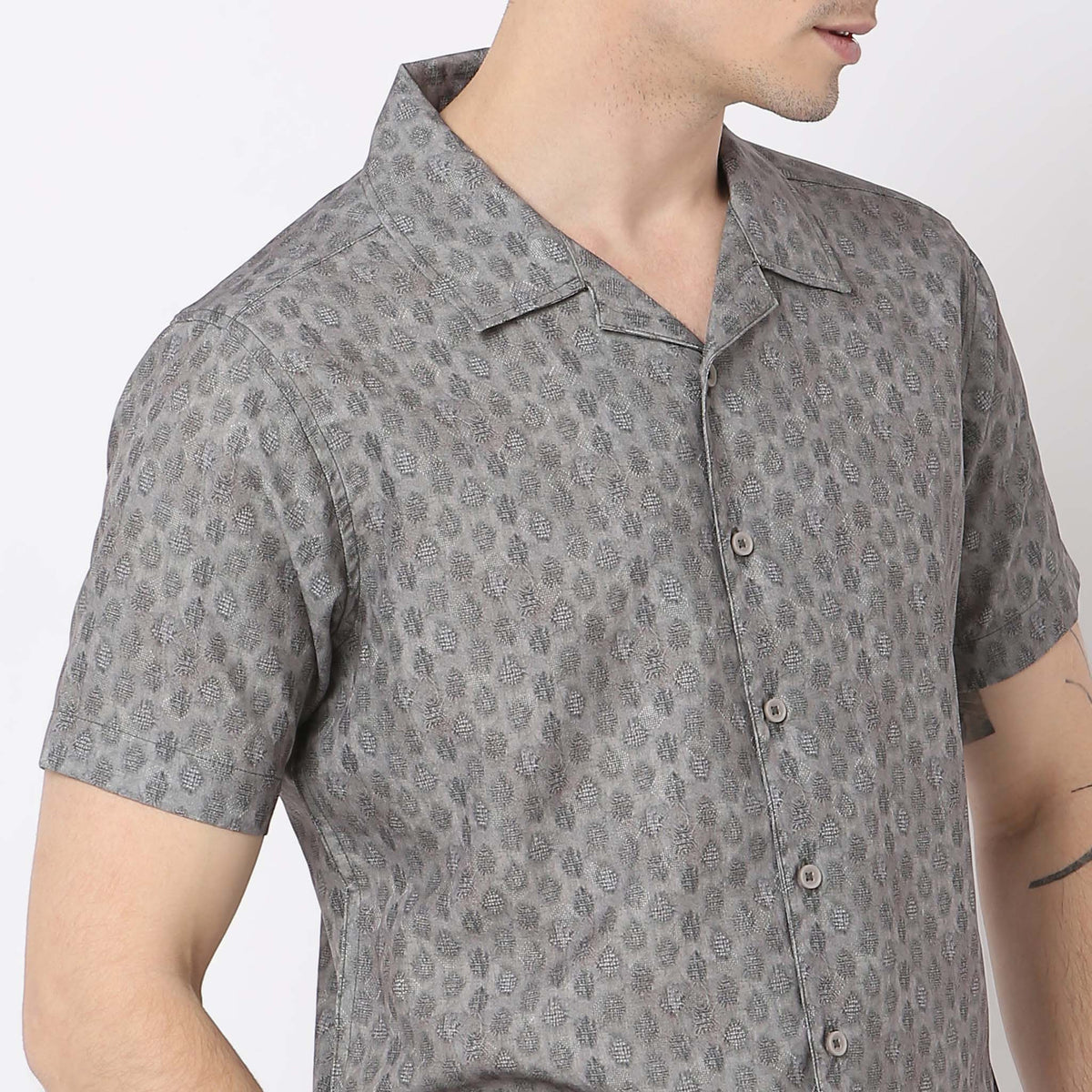 Printed Art Deco Havana Smart Cuban Half Sleeve Shirt