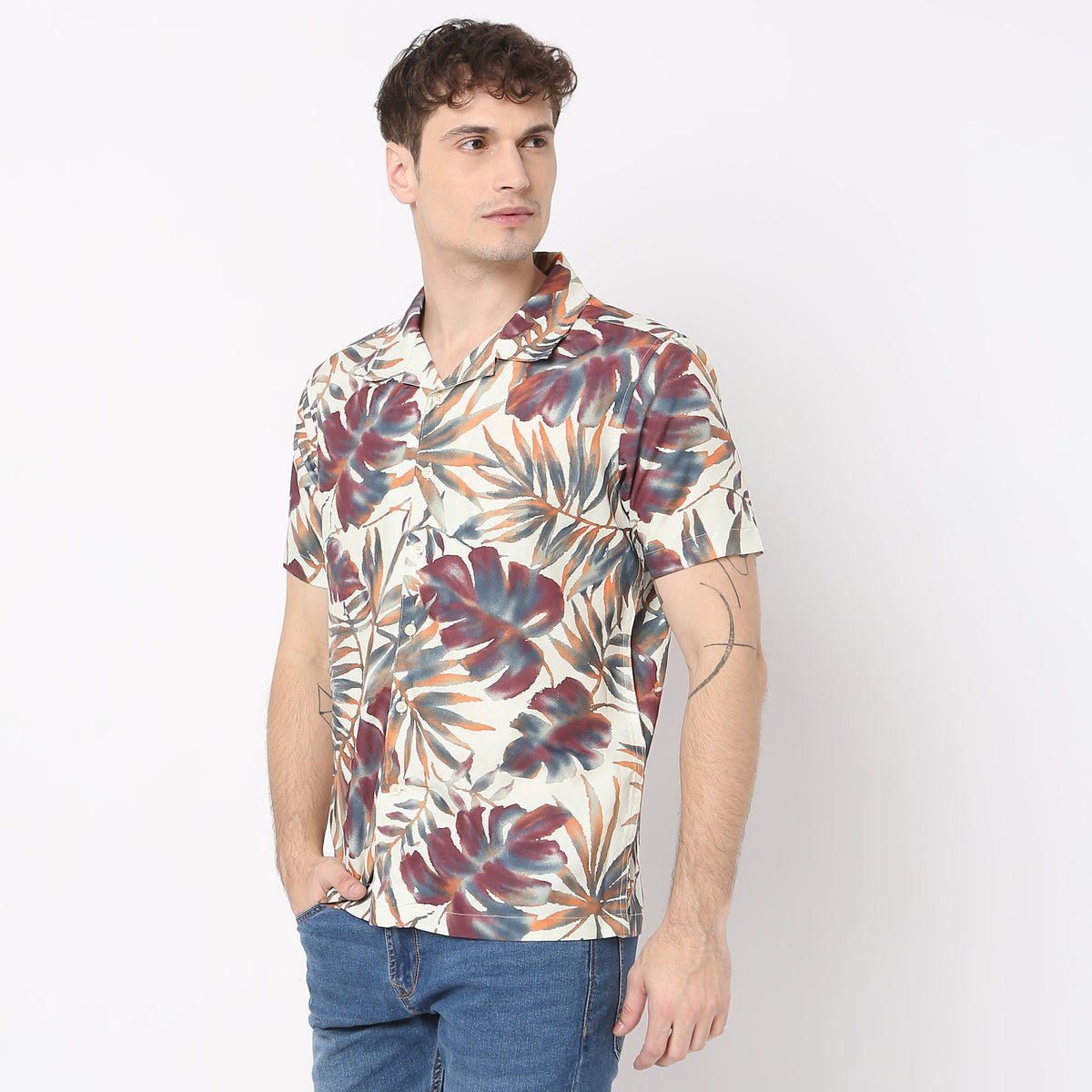 Printed Art Deco Havana Smart Cuban Half Sleeve Shirt