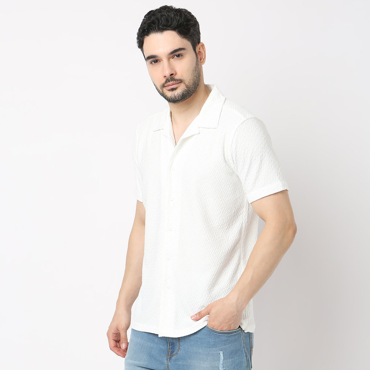 Slim Fit Structured Casual Shirt