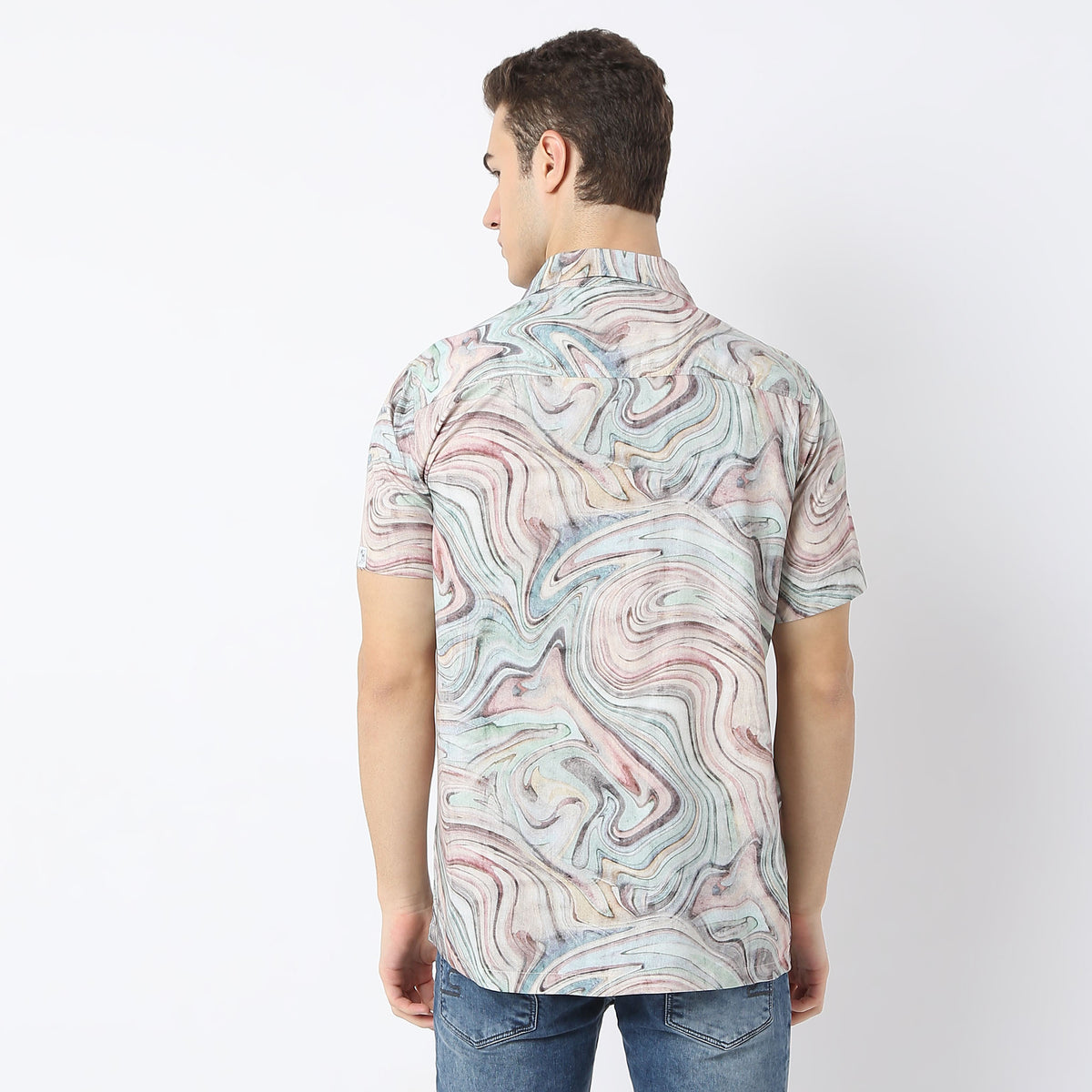 Relaxed Fit Printed Camp Collar Retreat Shirt