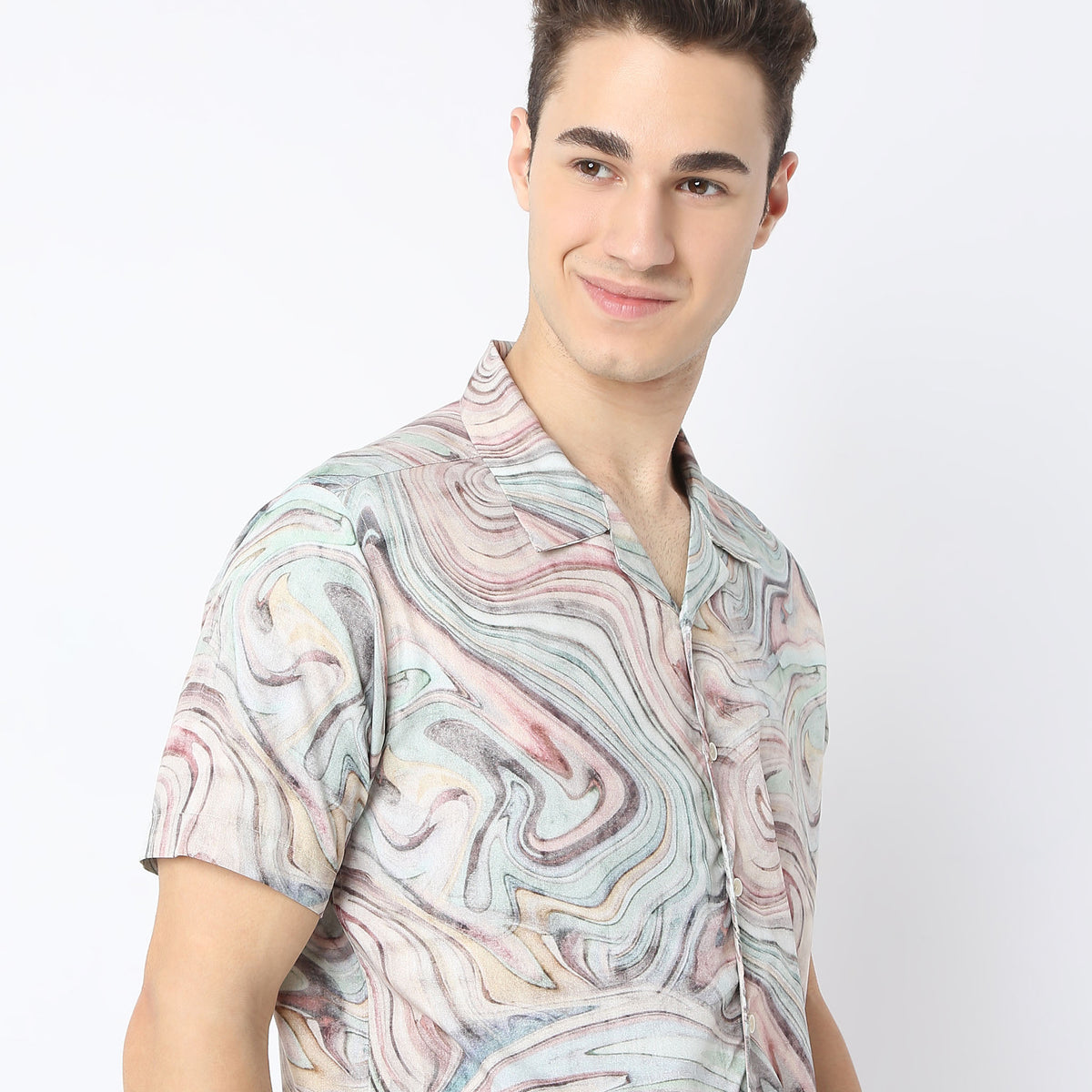 Relaxed Fit Printed Camp Collar Retreat Shirt