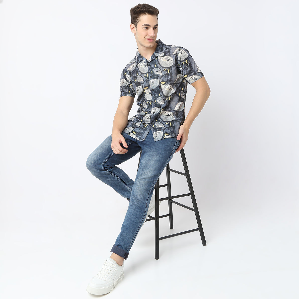 Regular Fit Printed Camp Collar Retreat Shirt