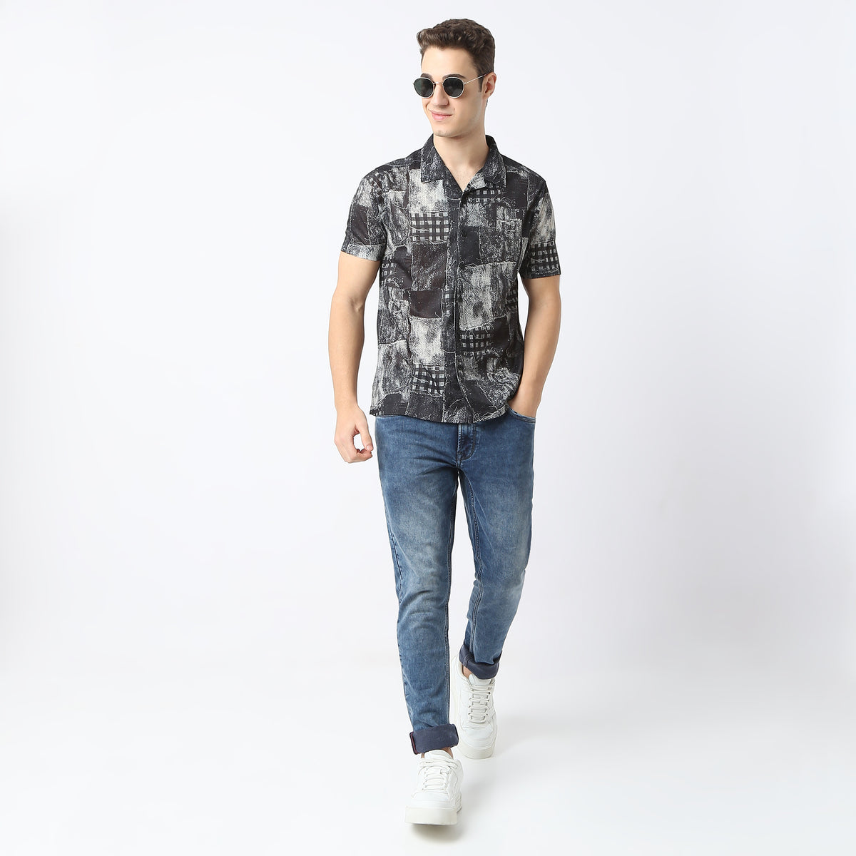 Regular Fit Printed Camp Collar Retreat Shirt