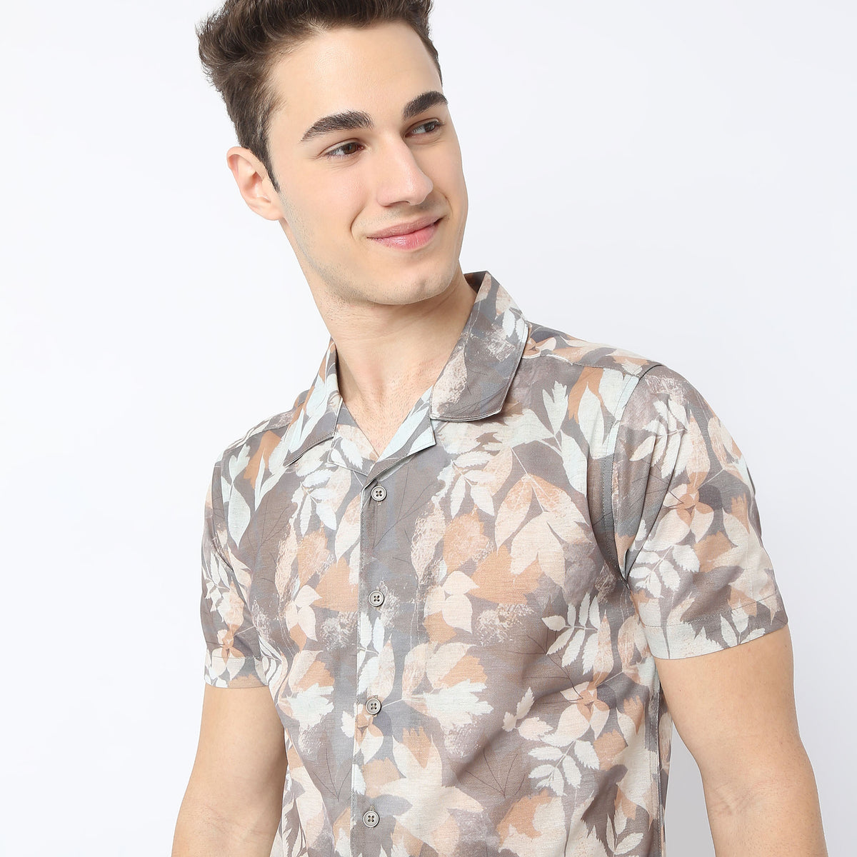 Regular Fit Printed Camp Collar Retreat Shirt