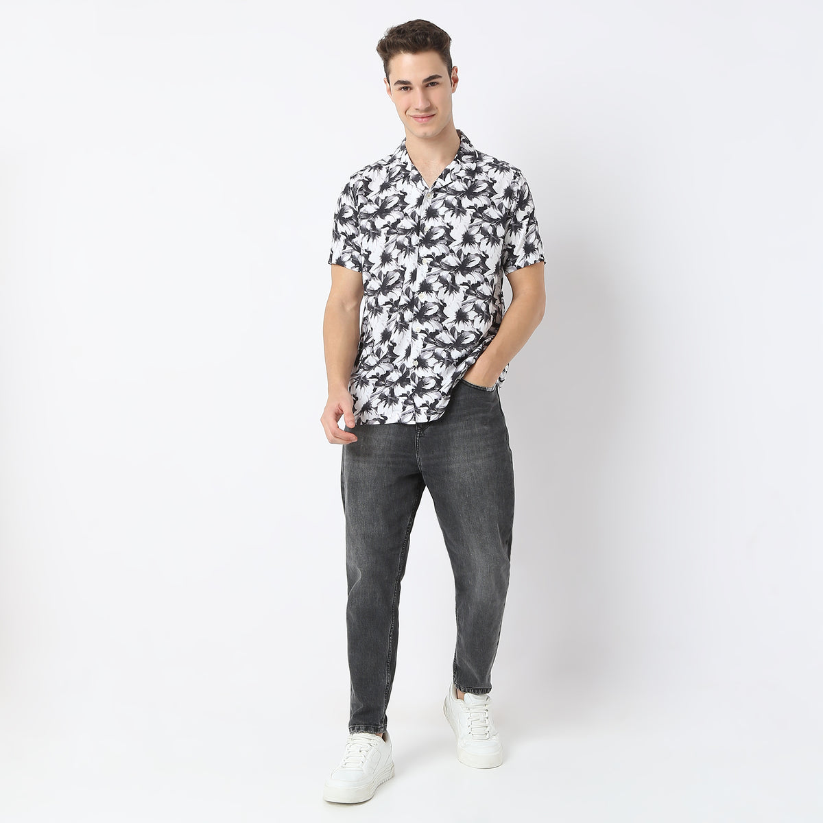 Relaxed Fit Printed Camp Collar Retreat Shirt