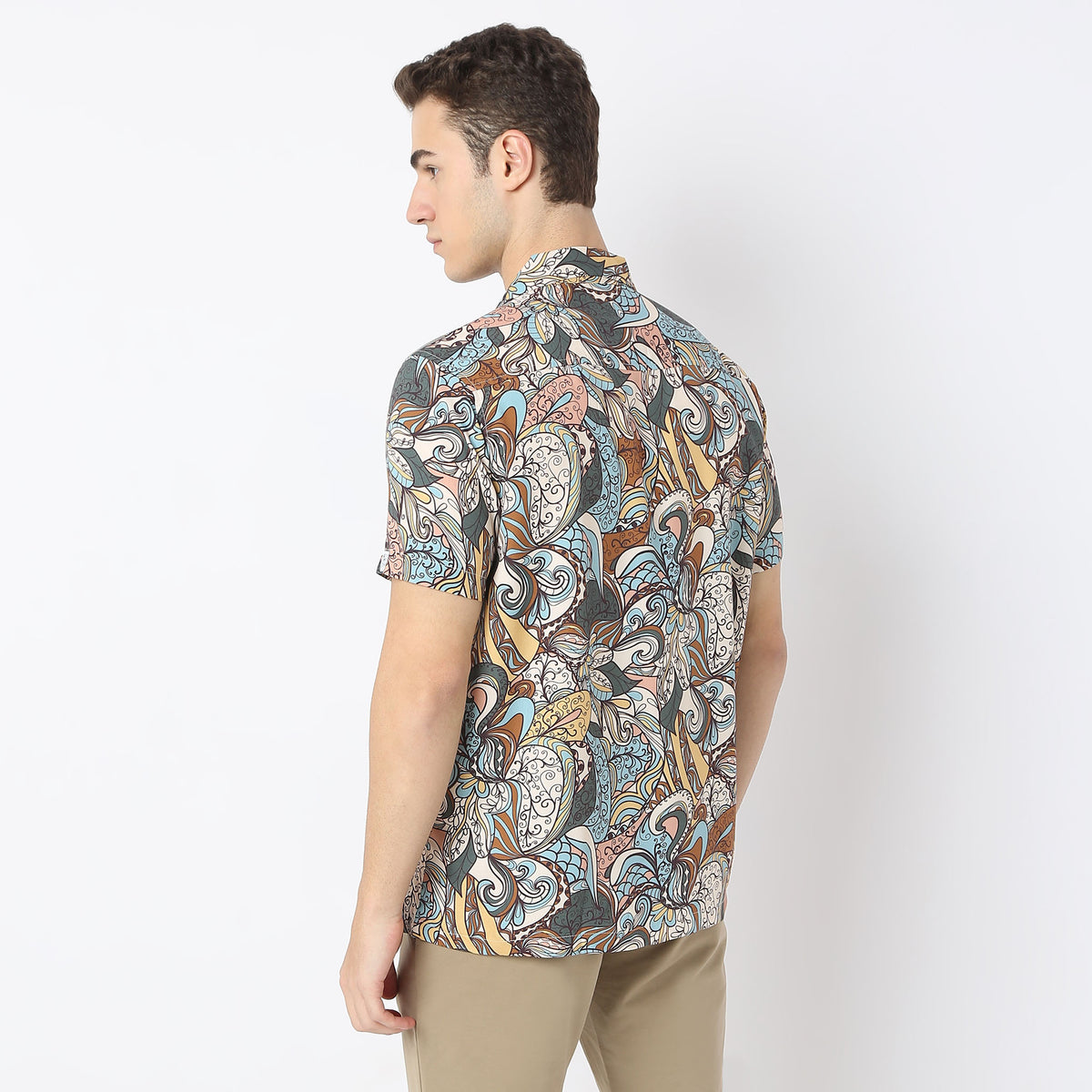 Relaxed Fit Printed Camp Collar Retreat Shirt