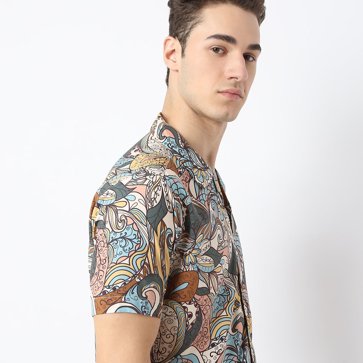 Relaxed Fit Printed Camp Collar Retreat Shirt