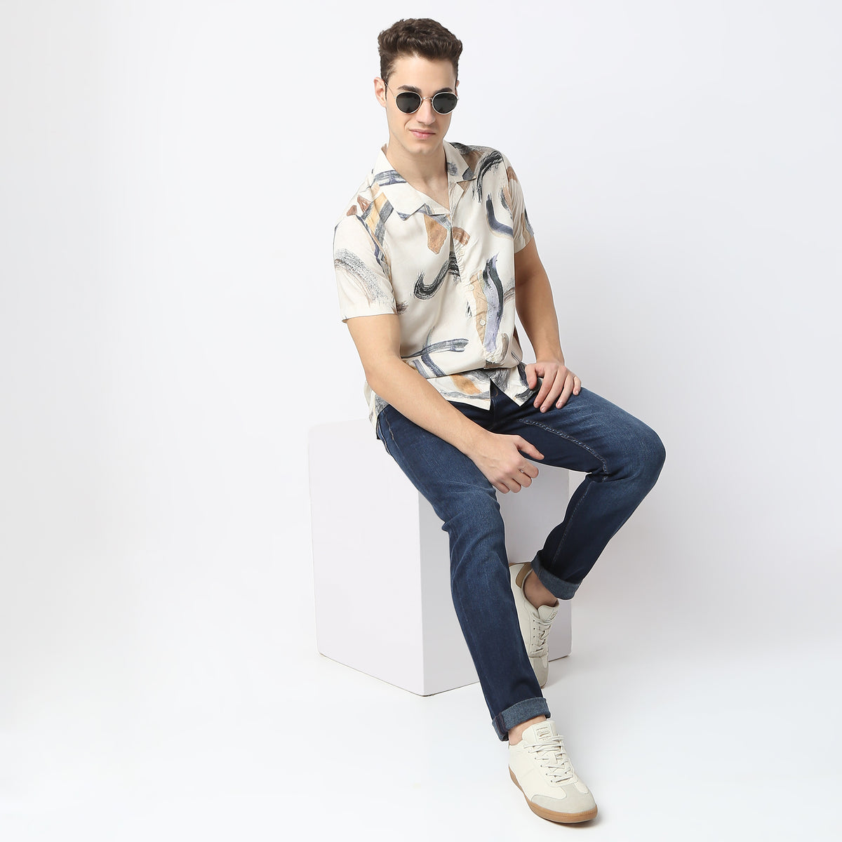 Relaxed Fit Printed Camp Collar Retreat Shirt