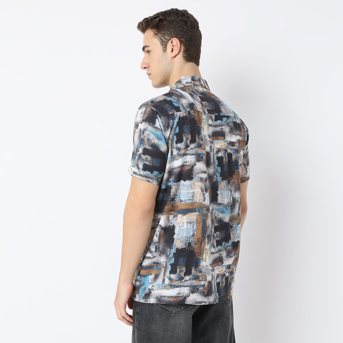 Relaxed Fit Printed Camp Collar Retreat Shirt