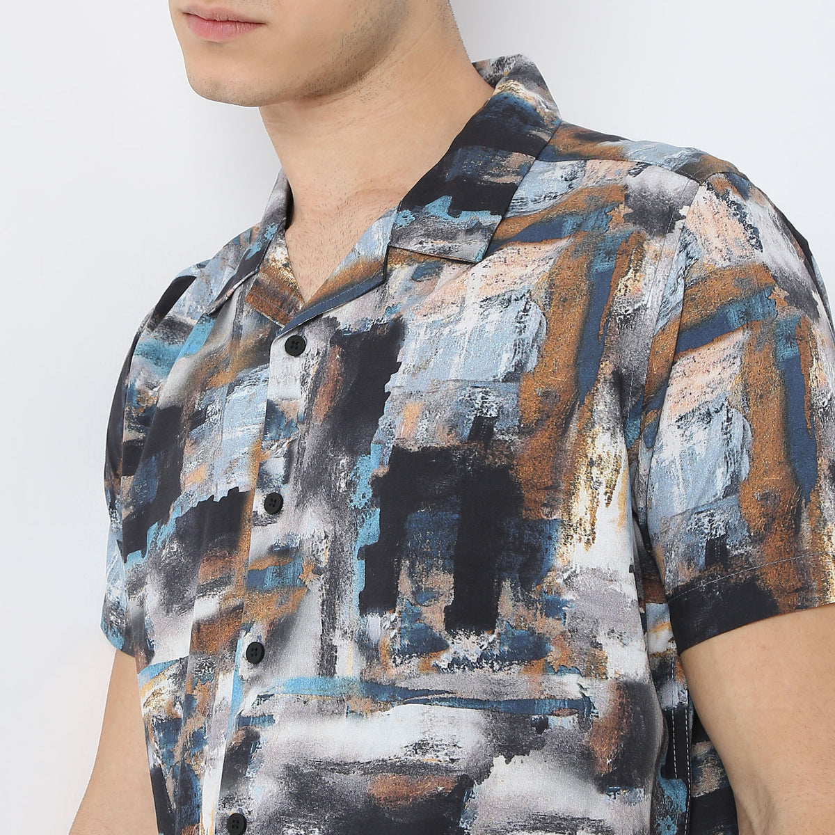 Relaxed Fit Printed Camp Collar Retreat Shirt