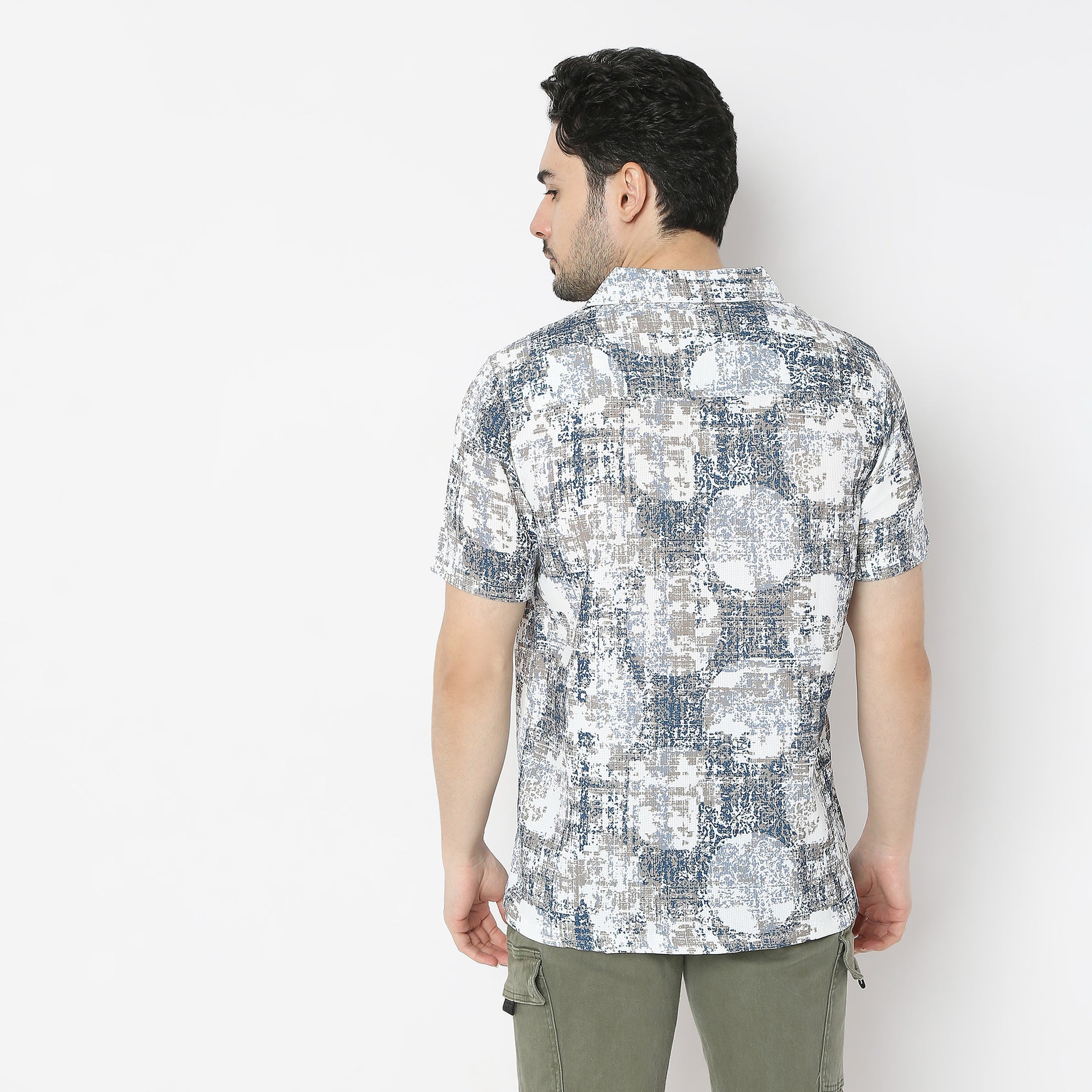 Regular Fit Printed Camp Collar Regular Length Shirt