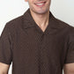 Structured Polyester Camp Collar Shirt