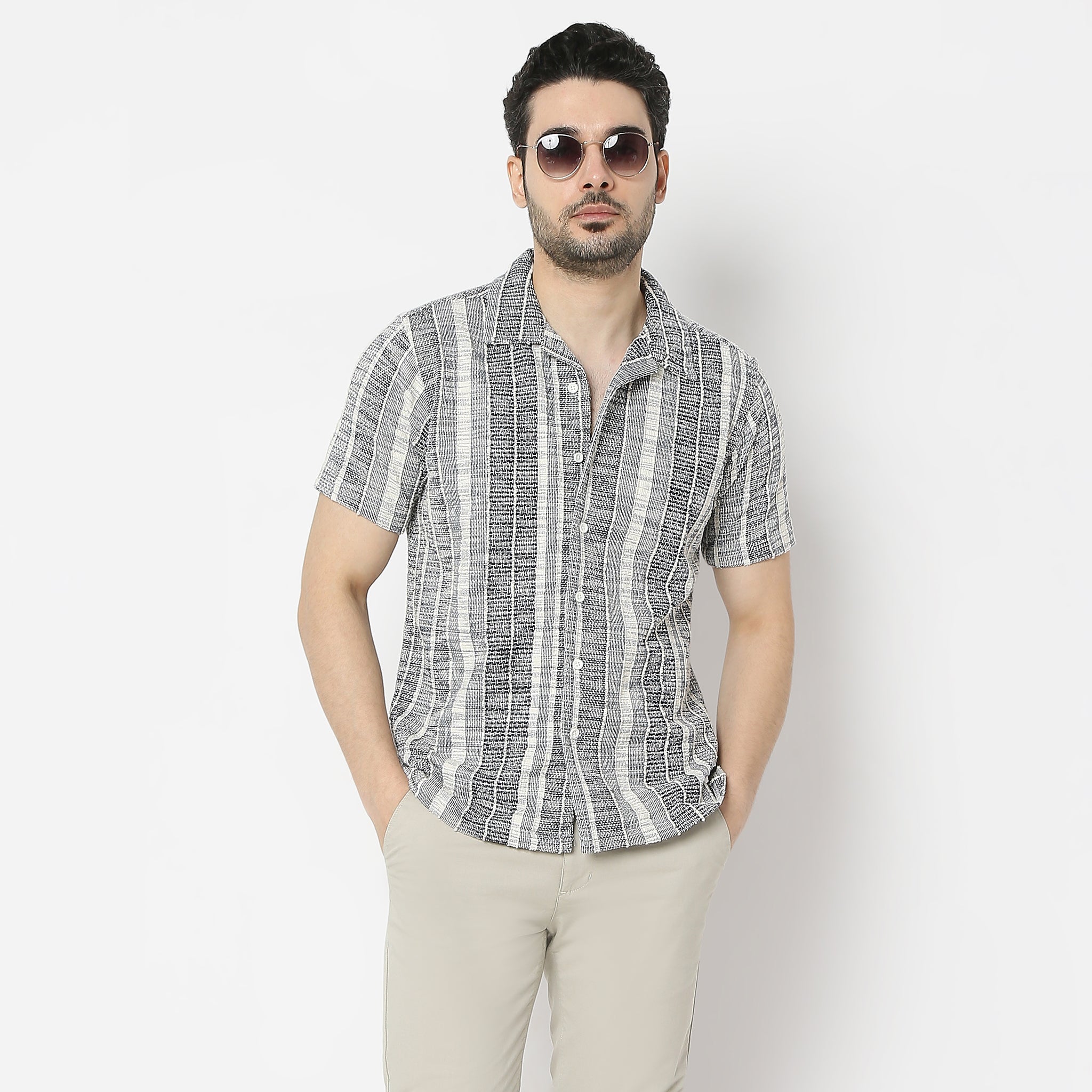 Regular Fit Printed Camp Collar Regular Length Shirt